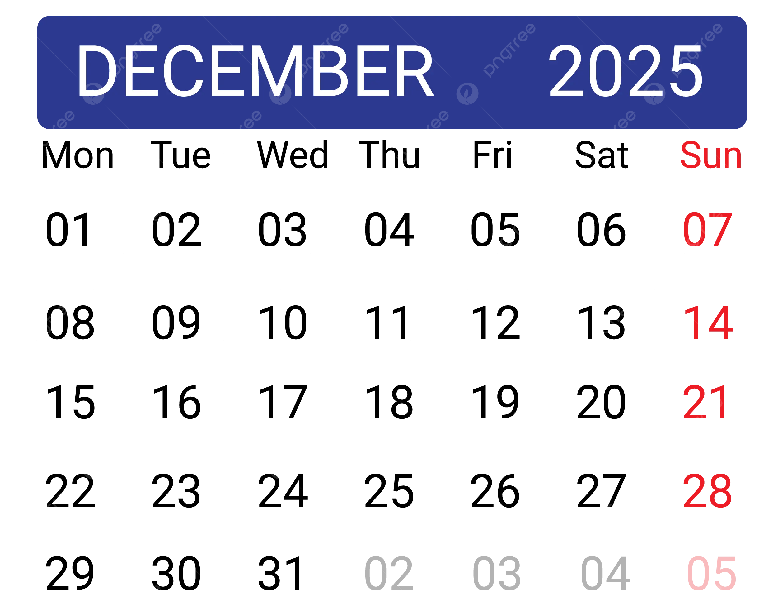 Calendar December 2025 Editable