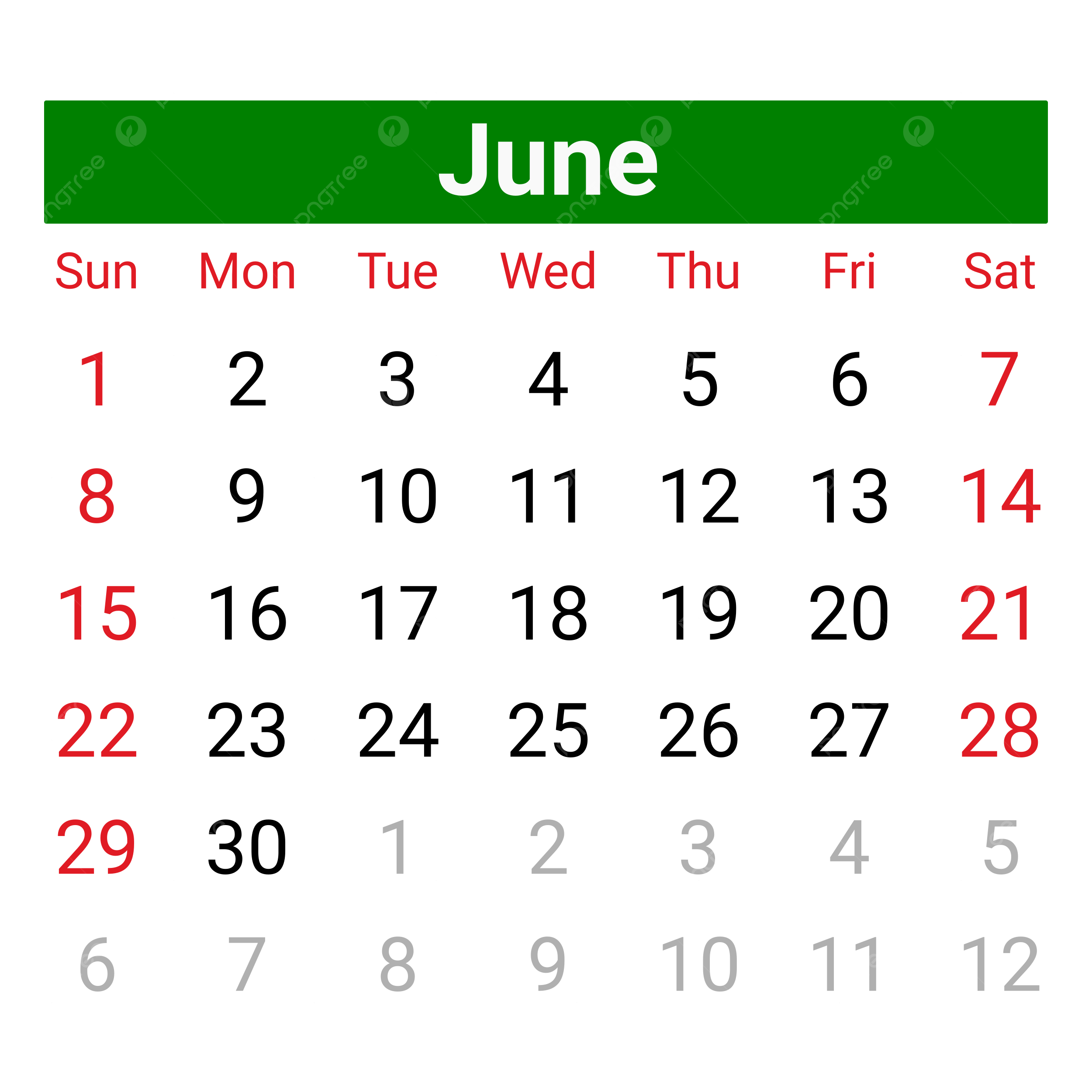 Calendar June 2025 Vector Calendar 2025 June 2025 Monthly PNG 