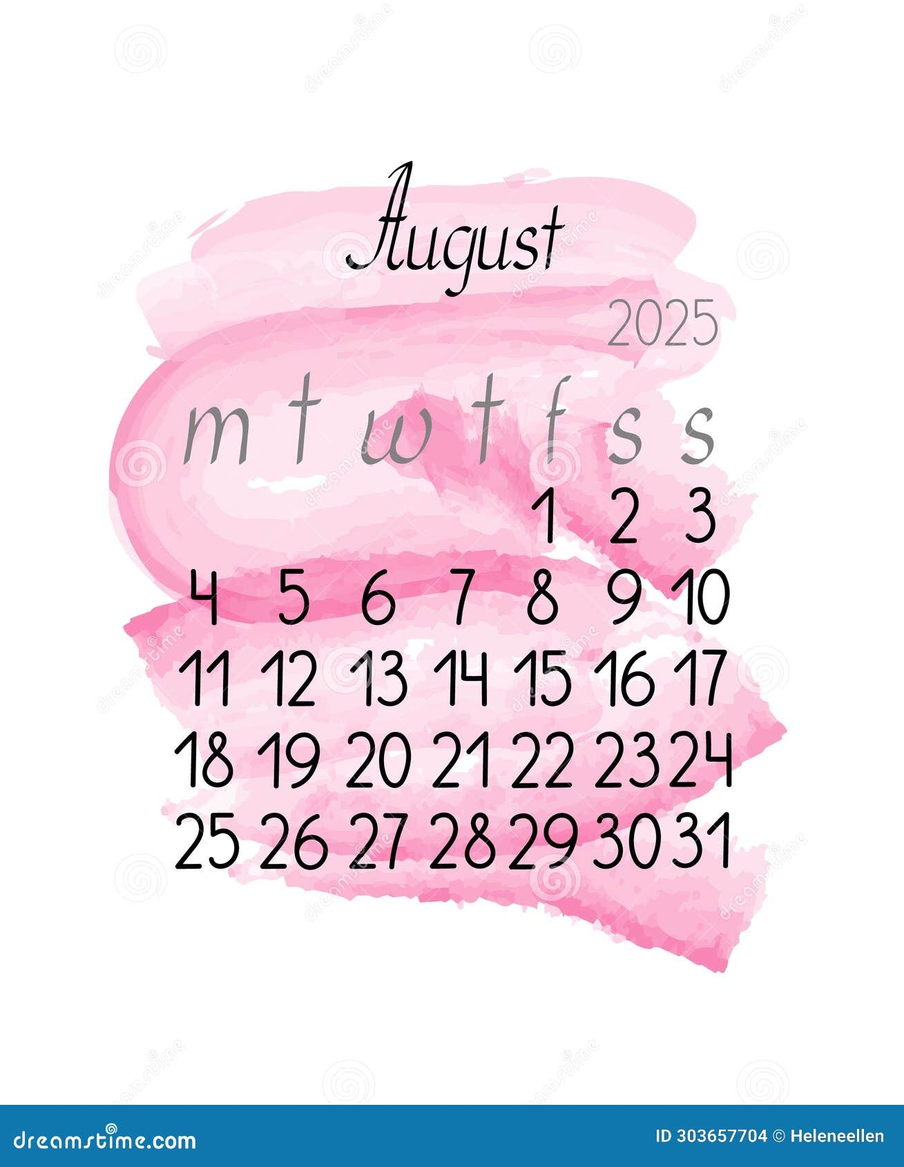Simple August 2025 Calendar