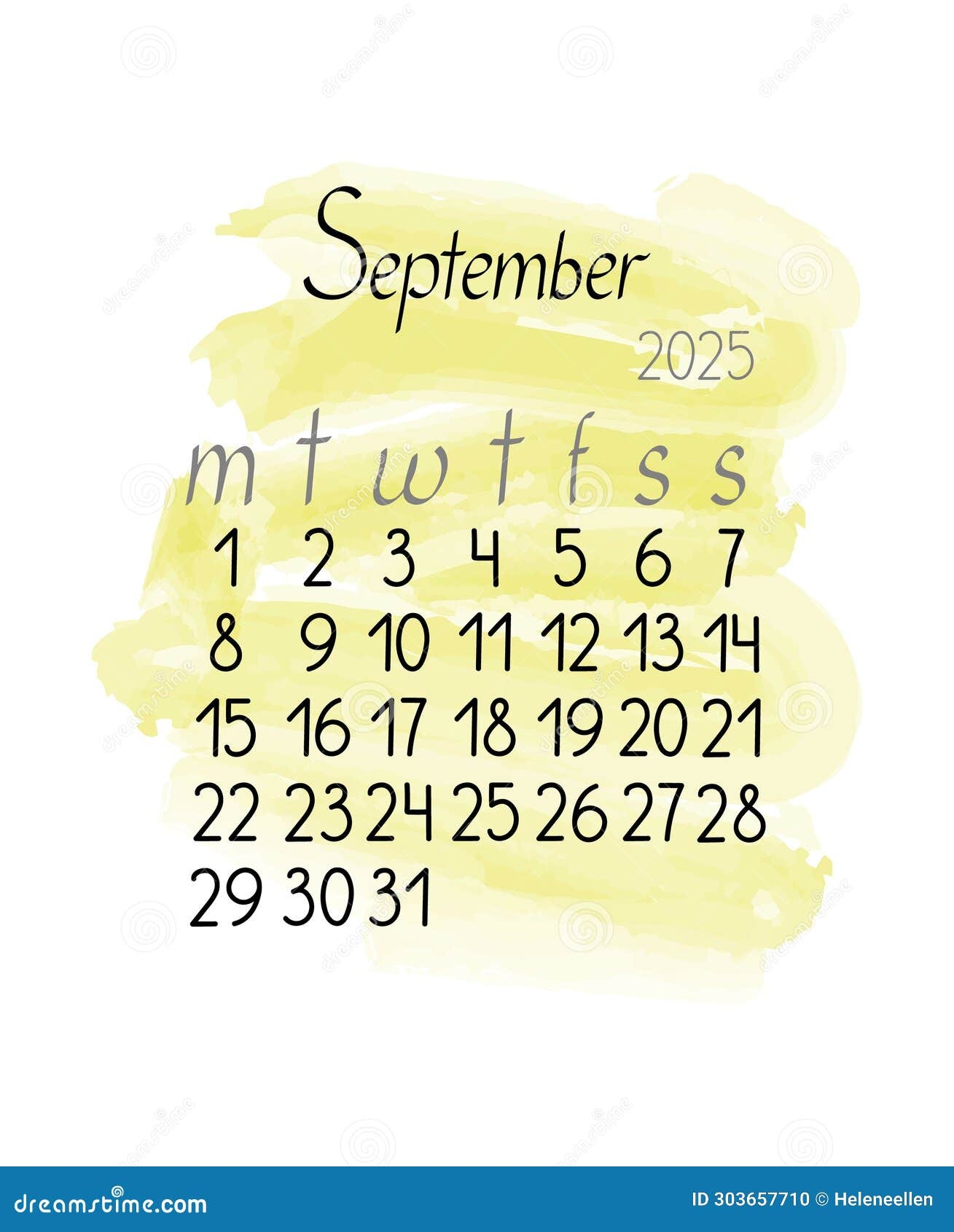 Calendar Monthly Template For September 2025 In Simple Minimalist Style Vertical Portrait Orientation Stock Vector Illustration Of Graphic July 303657710