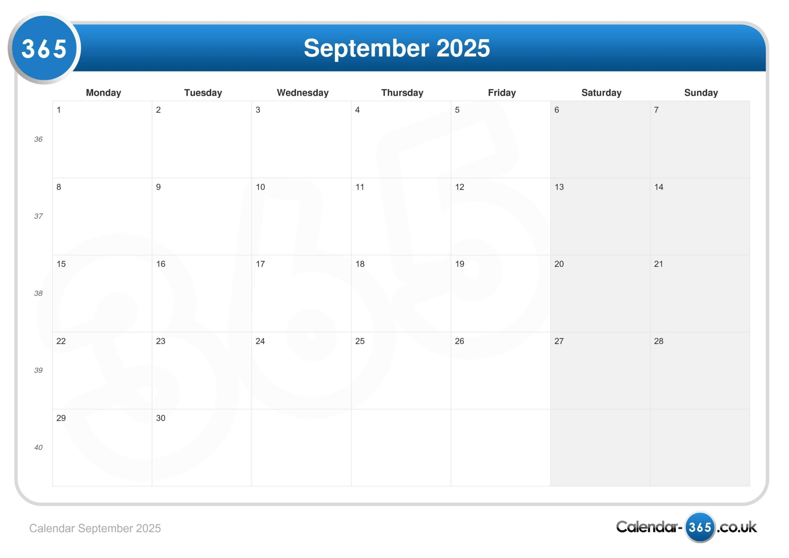 Calendar September 2025