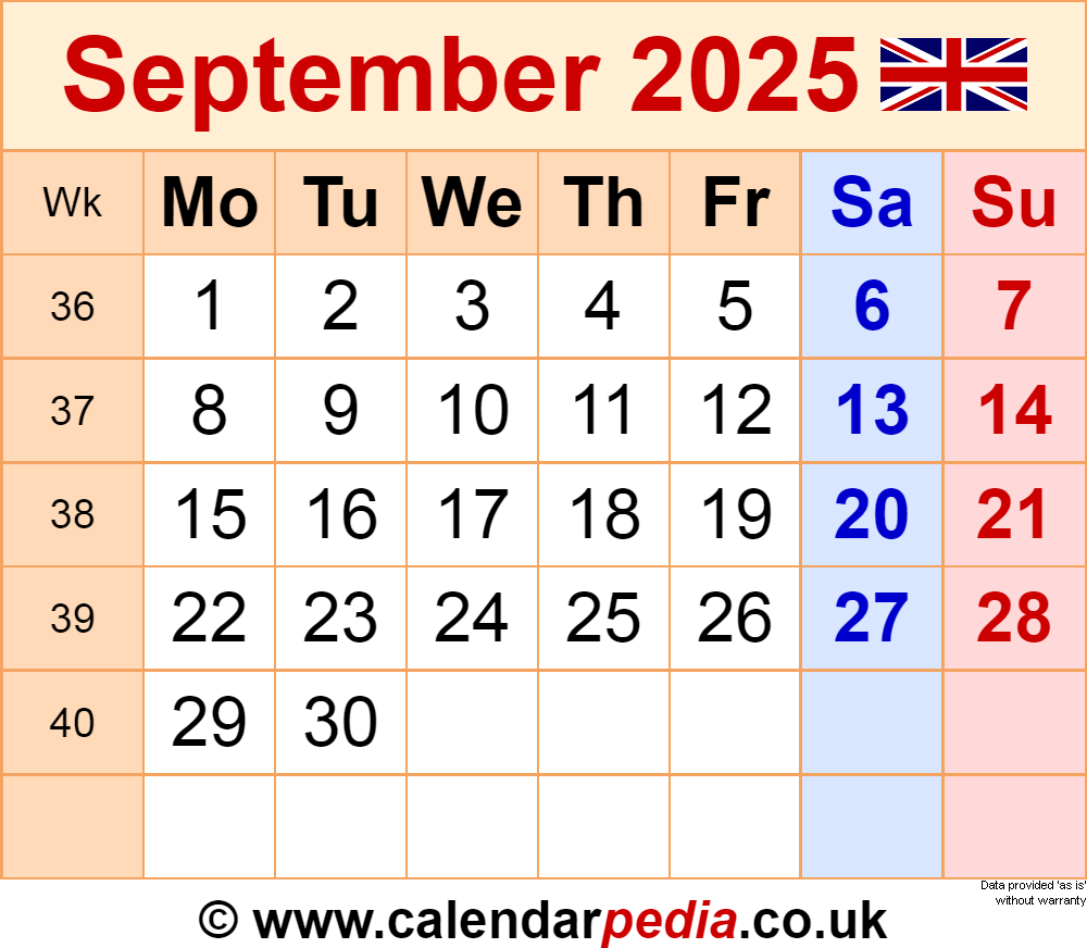 September 2025 Calendar To Copy