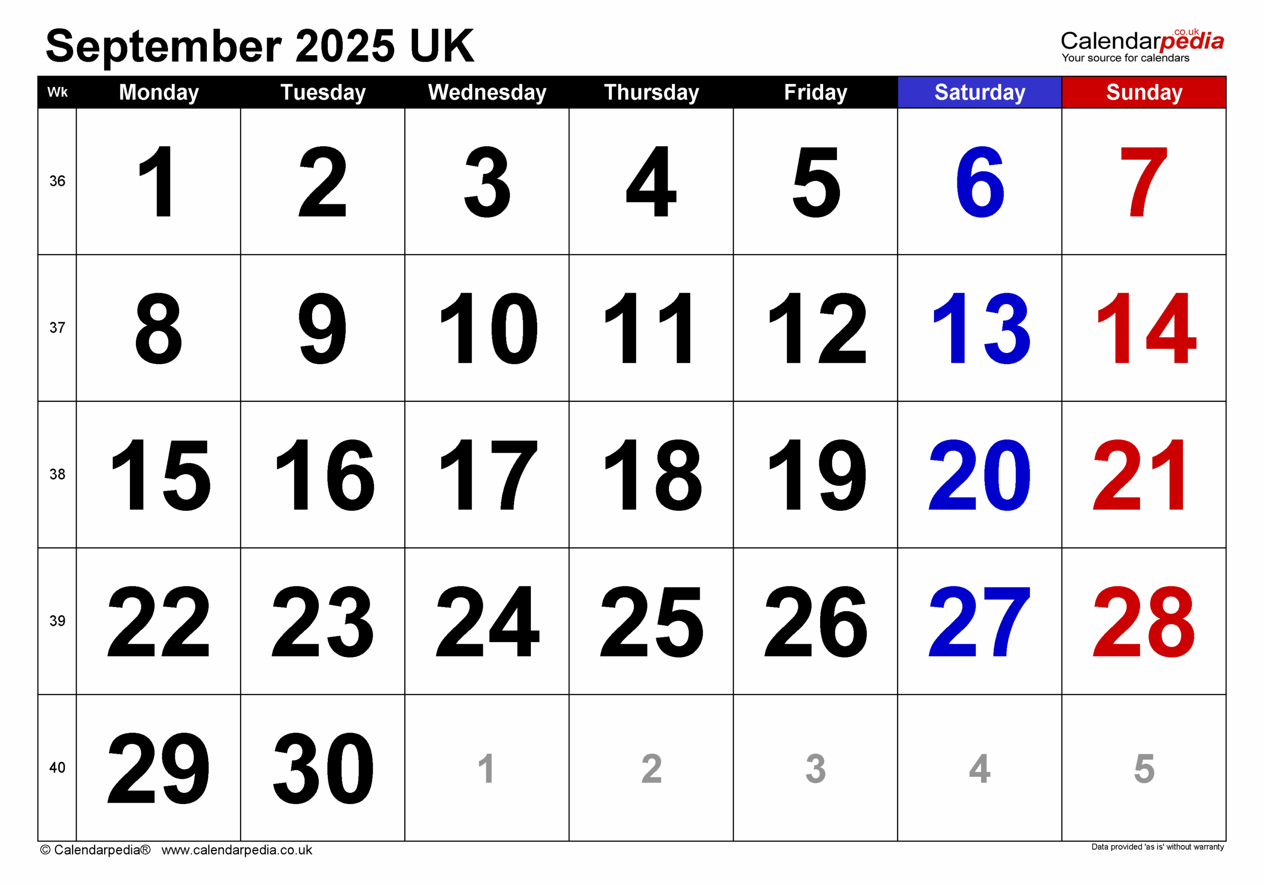 Printable Editable Calendar September 2025