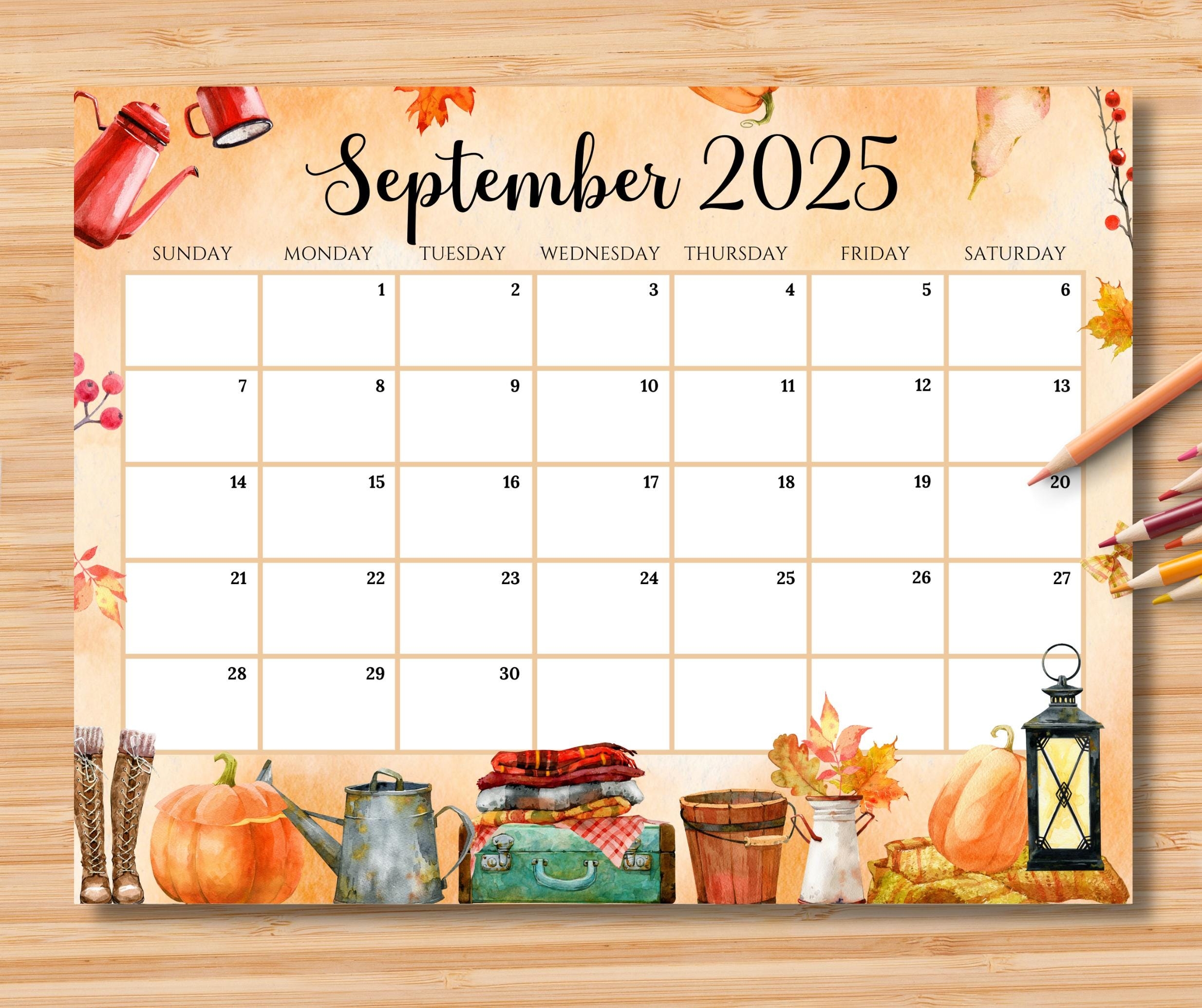 Calendario Settembre 2025 MODIFICABILE Bellissimo E Accogliente Autunno Orario Scolastico Per Bambini Stampabile Calendario Della Classe Download Immediato Etsy Italia