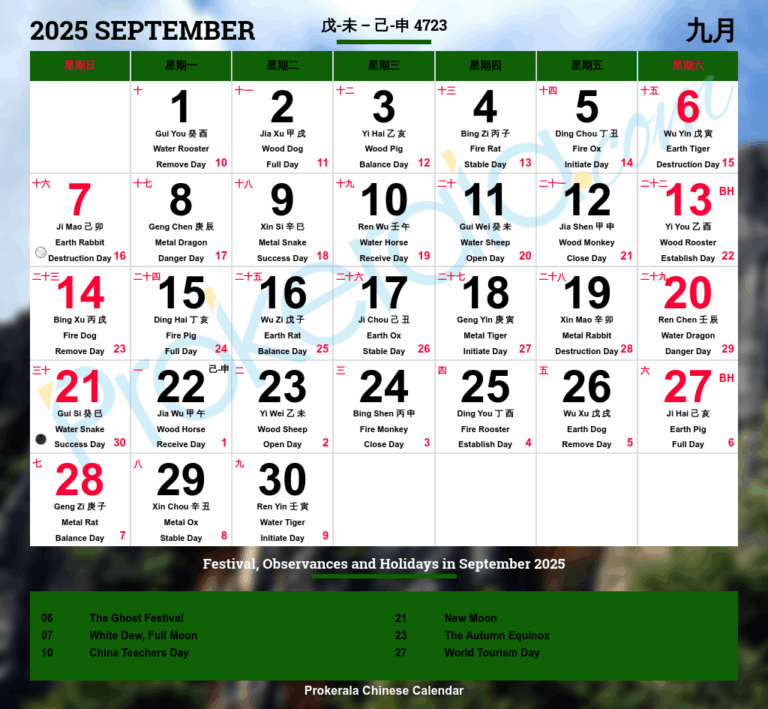 Chinese Calendar September 2025 September 2025
