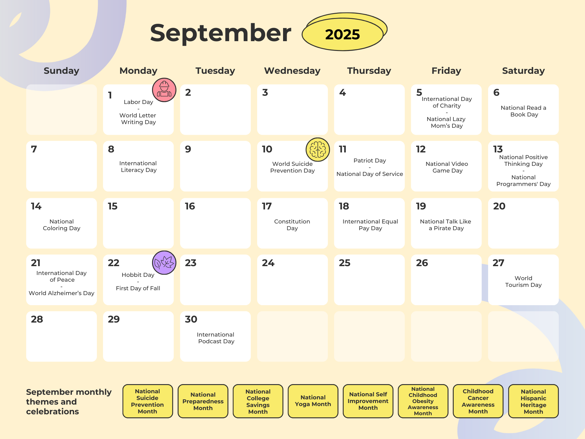 Special Days In September 2025 Calendar