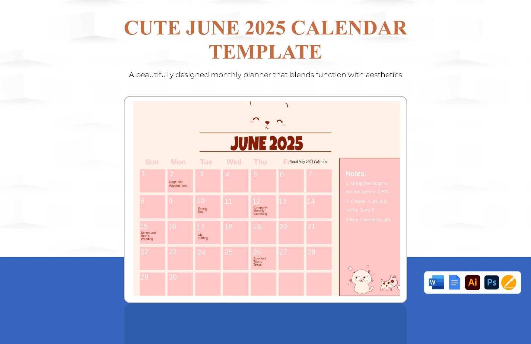 June 2025 Calendar Google Sheets