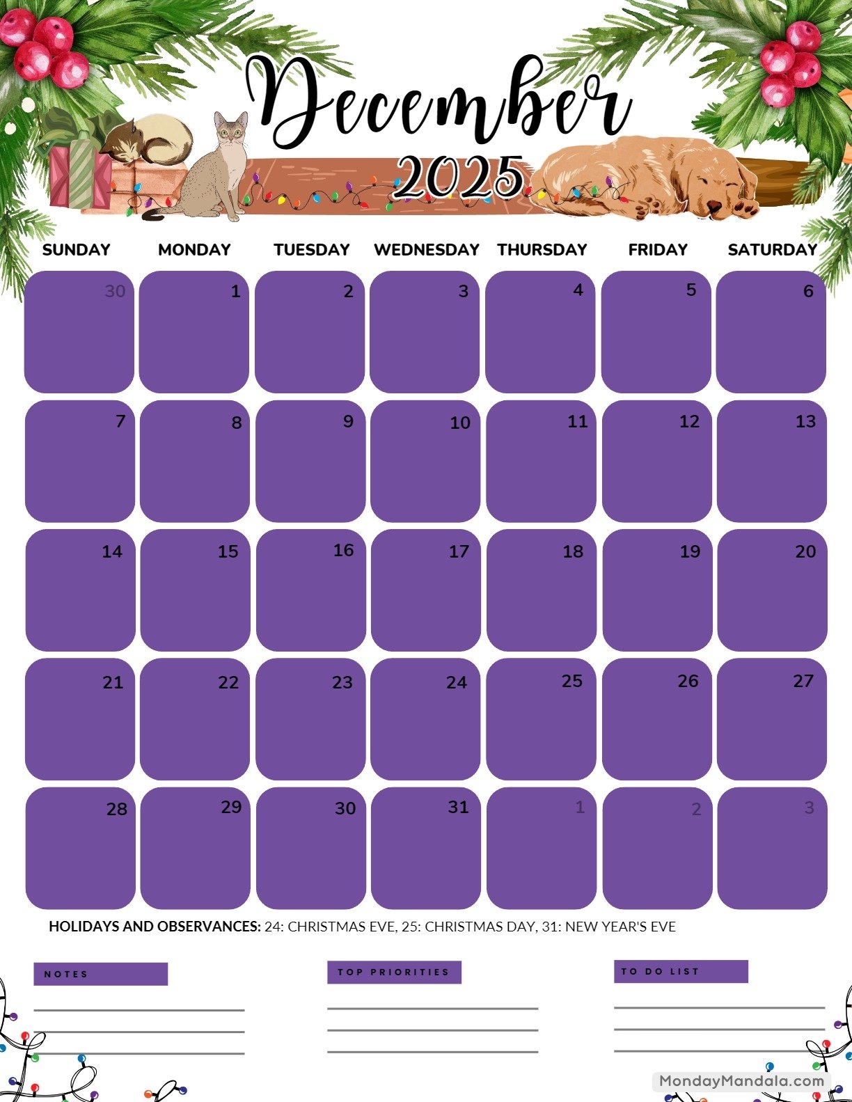 Christmas December 2025 Calendar