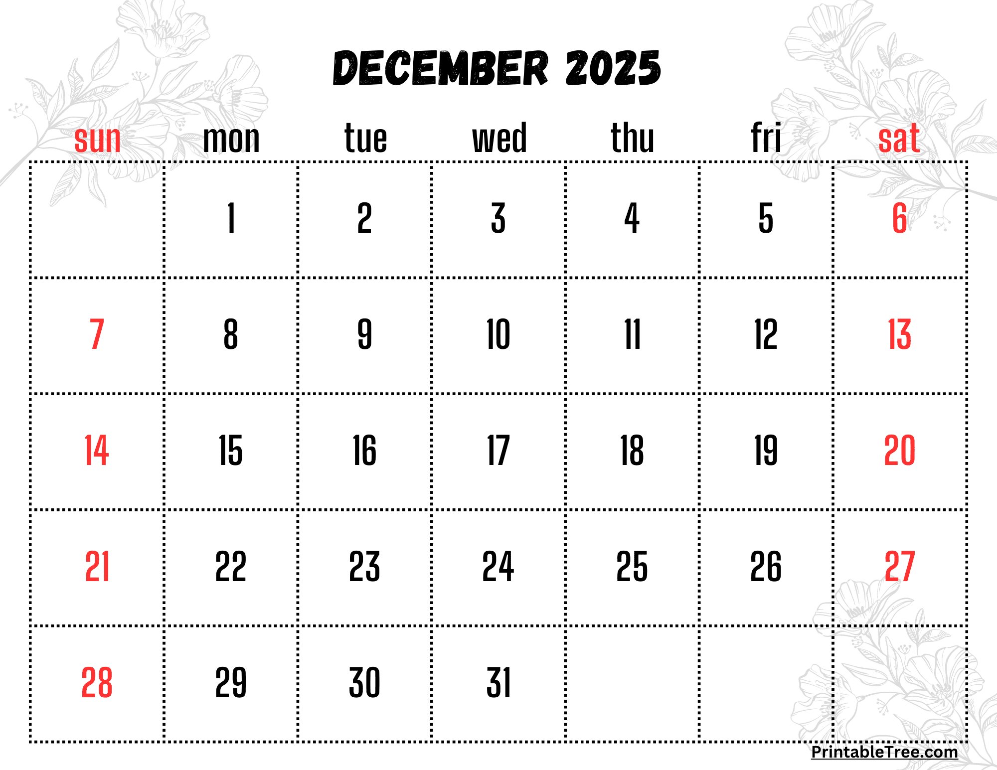 December 2025 Calendar Festive