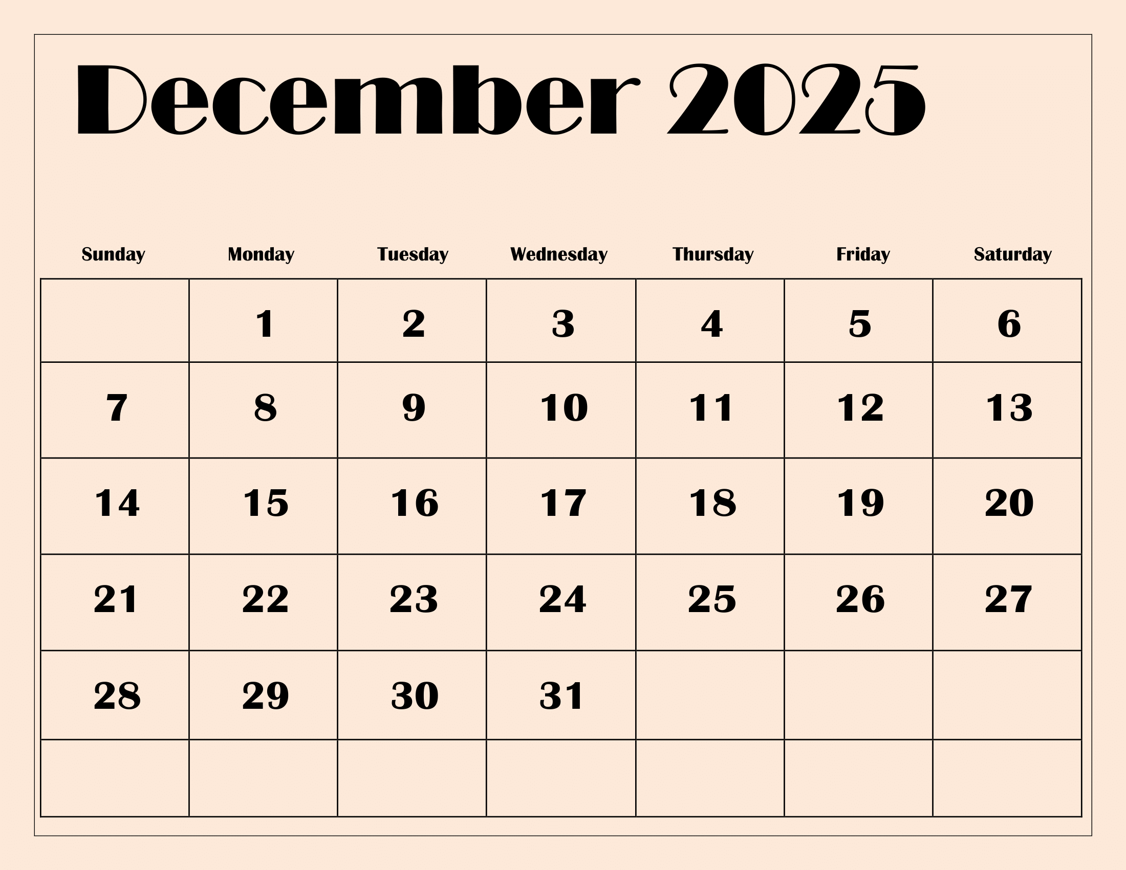 December 2025 Calendar Special Days