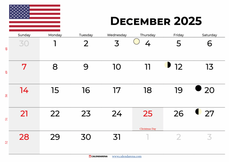 December 2025 Calendar With All US Holiday Dates