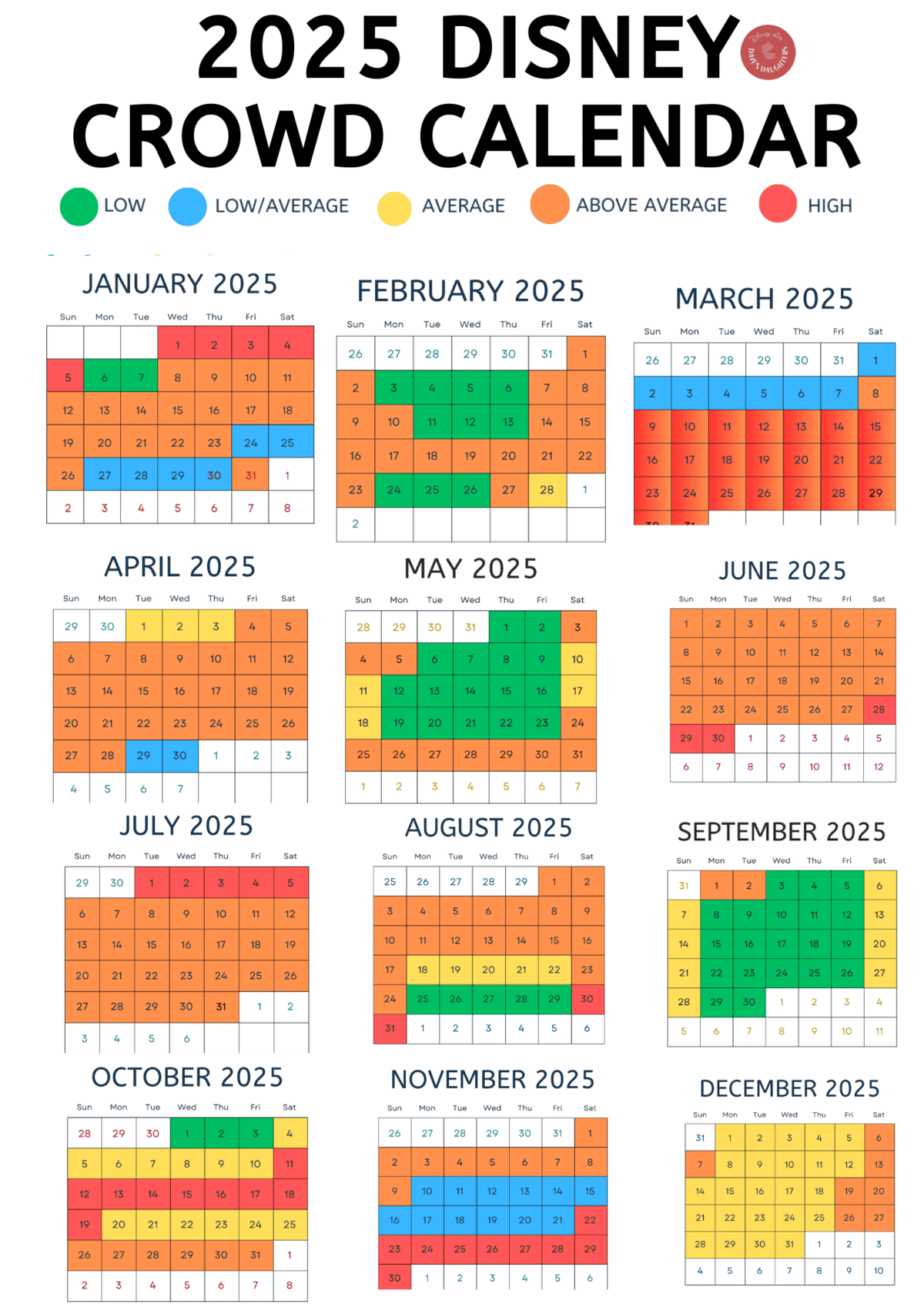 Disney World Crowd Calendar 2025