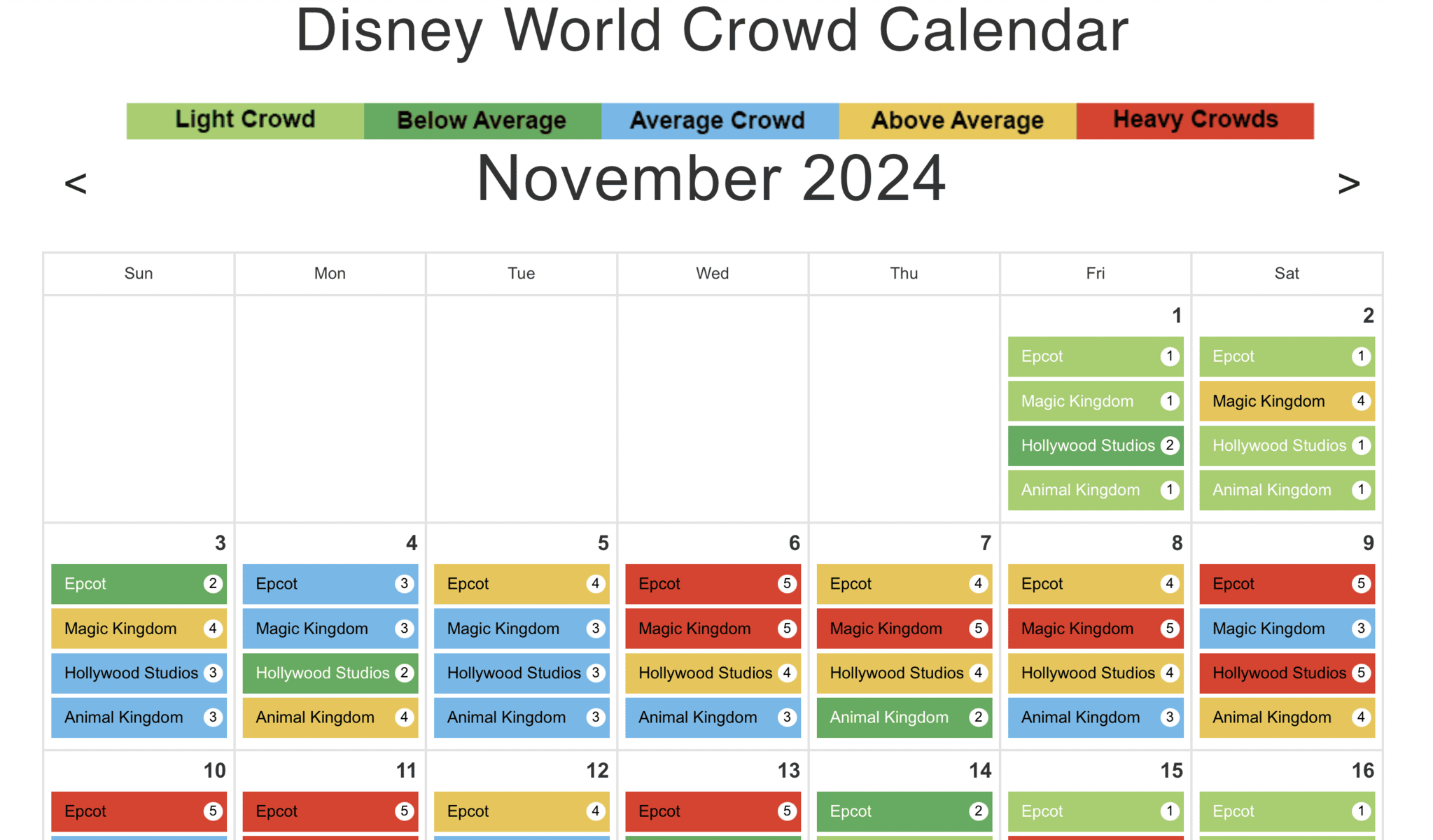 Walt Disney World Crowd Calendar September 2025