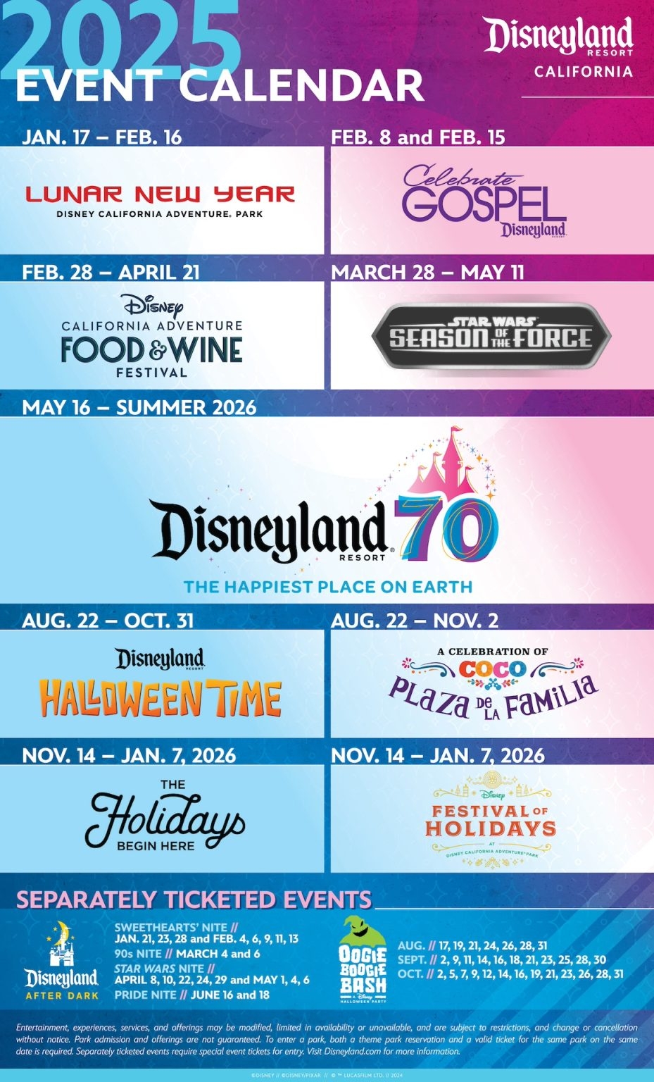 Disneyland Events Calendar 2025