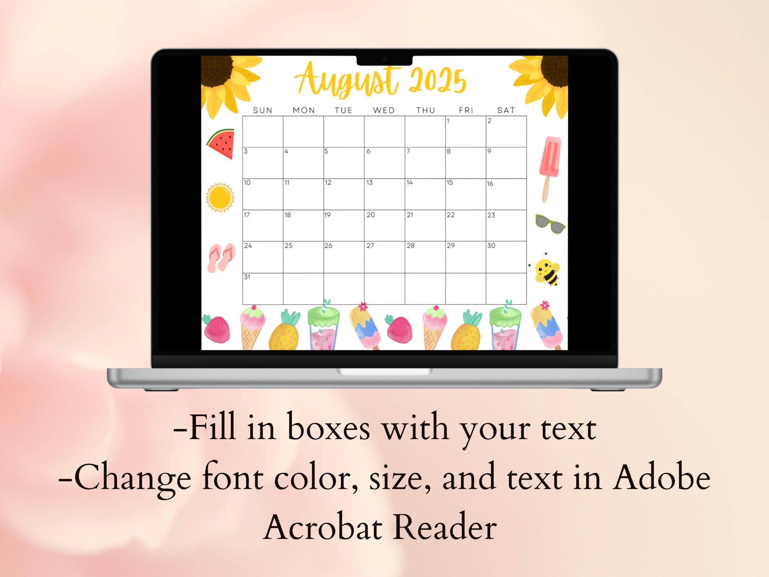 EDITABLE August 2025 Calendar Printable Calendar 2025 School 
