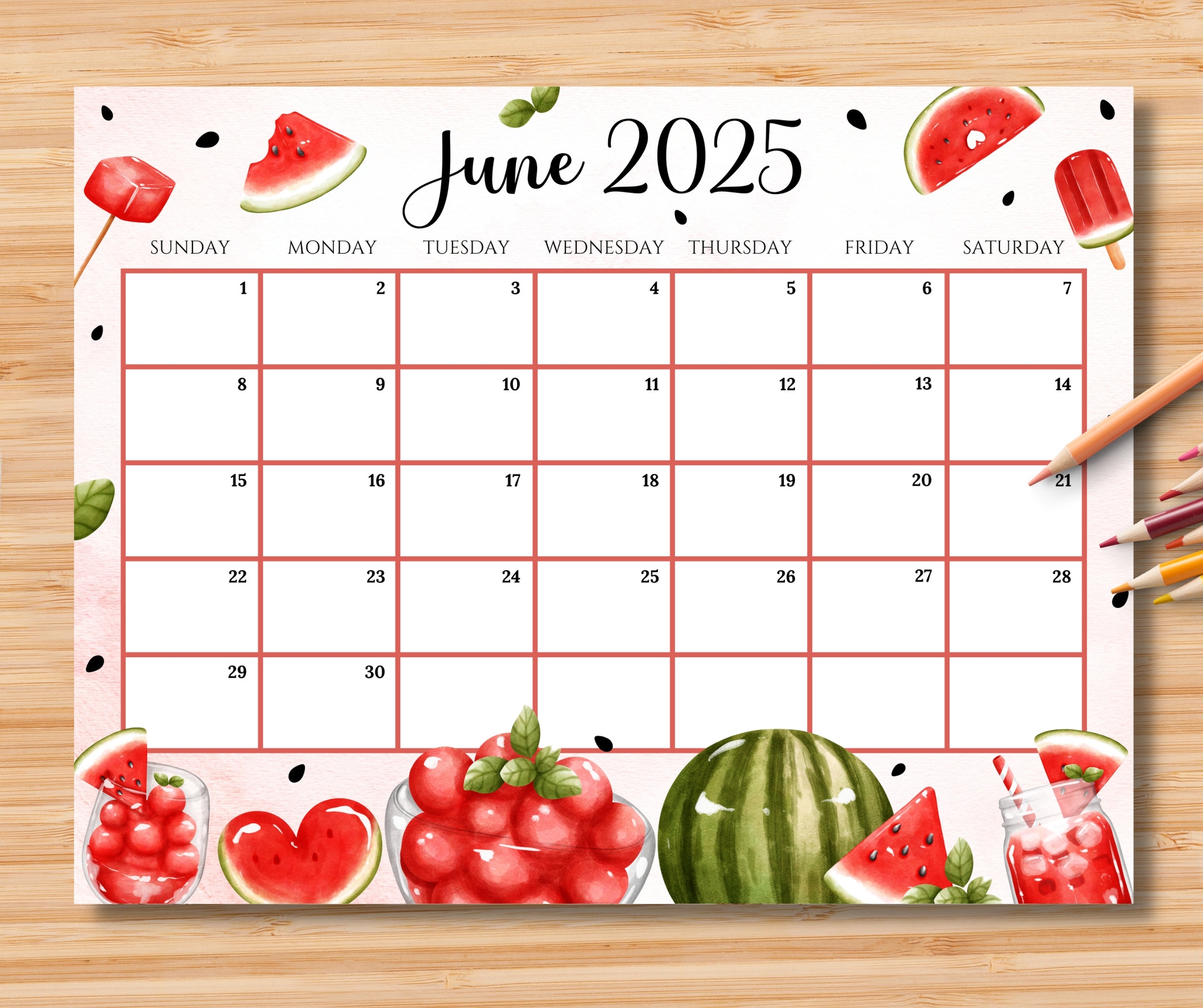 Daily Calendar For June 2025