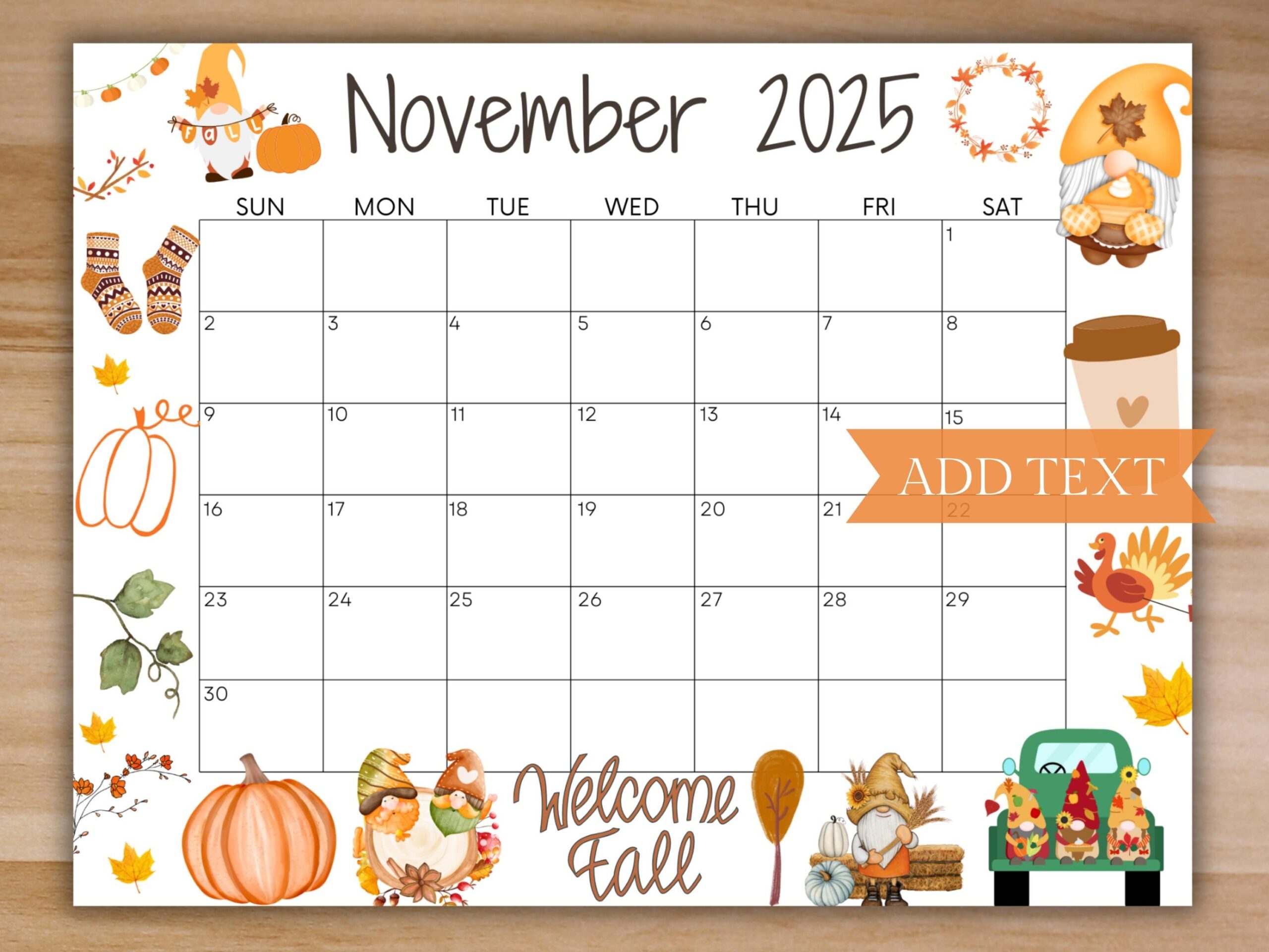 Editable November 2025 Calendar Printable Fall Calendar Wall Calendar 2025 Welcome Fall Monthly School Calendar Holiday Calendar Etsy UK