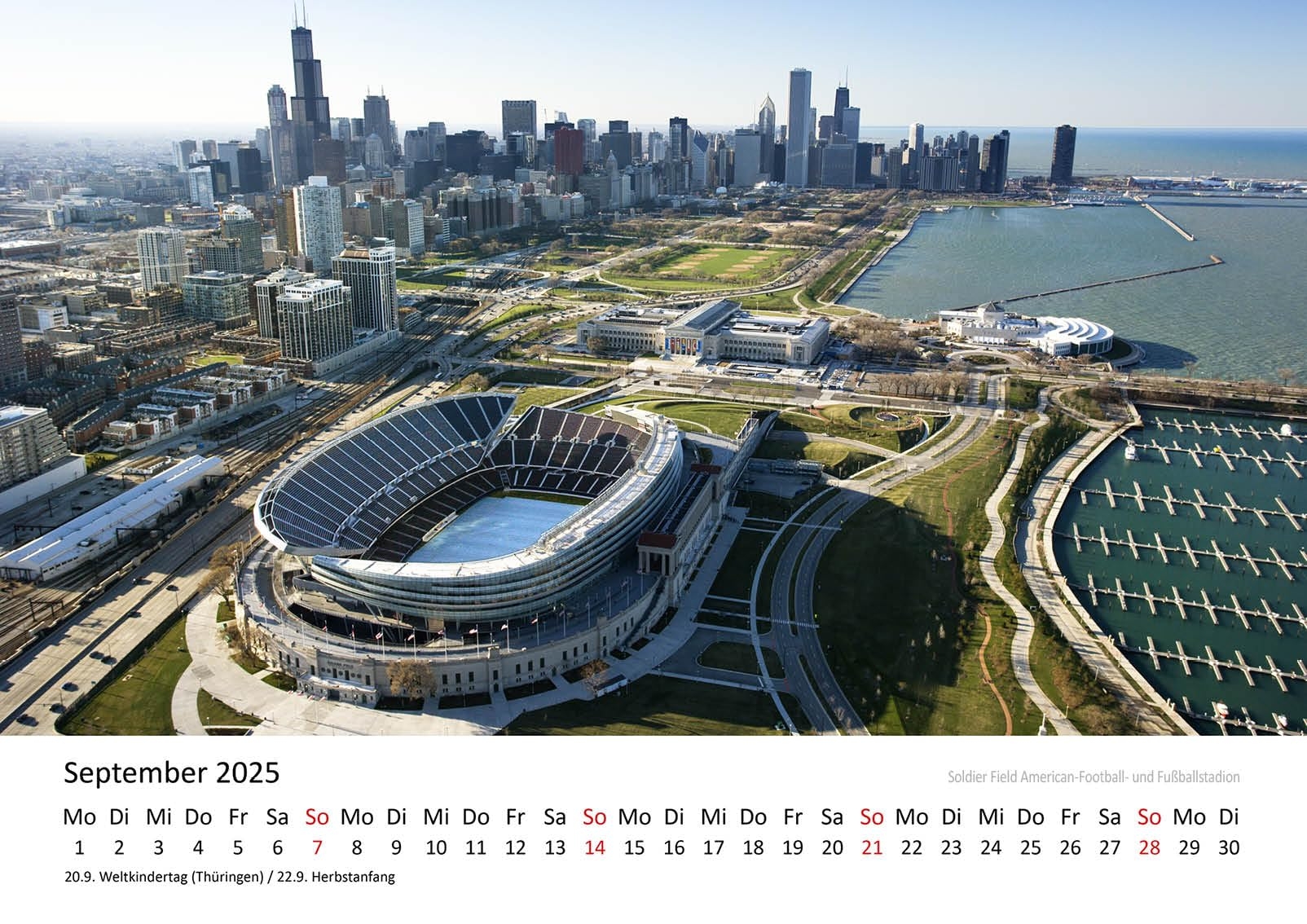 Edition Seidel Premium Chicago Calendar 2025 Format DIN A3 Wall Calendar USA America Illinois Chicago River Football Navy Pier Metropolis Skyline 