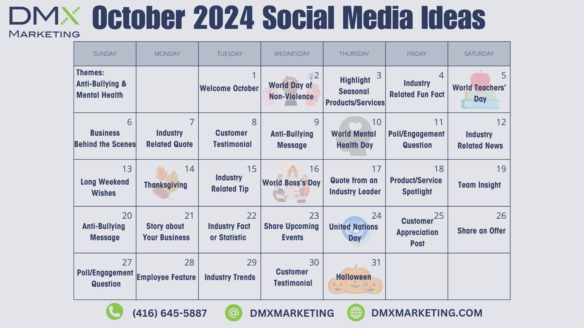 Social Media Calendar October 2025