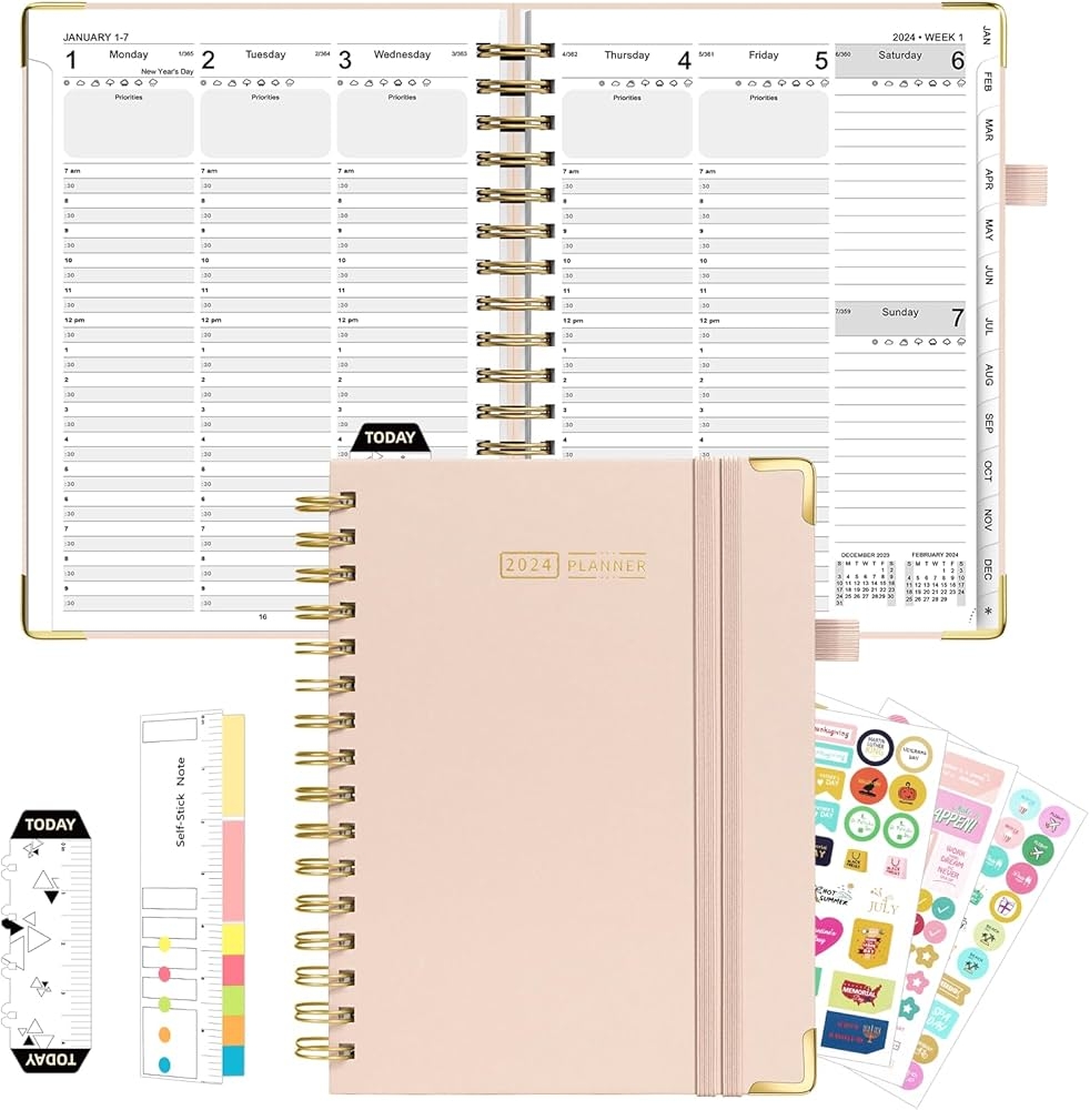 EYROZILL Daily Planner 2024 2025 Calendar 12 Month Weekly Teacher Pink Planners Hourly Day Planner 2024 Daily And Monthly Amazon ae Office Products