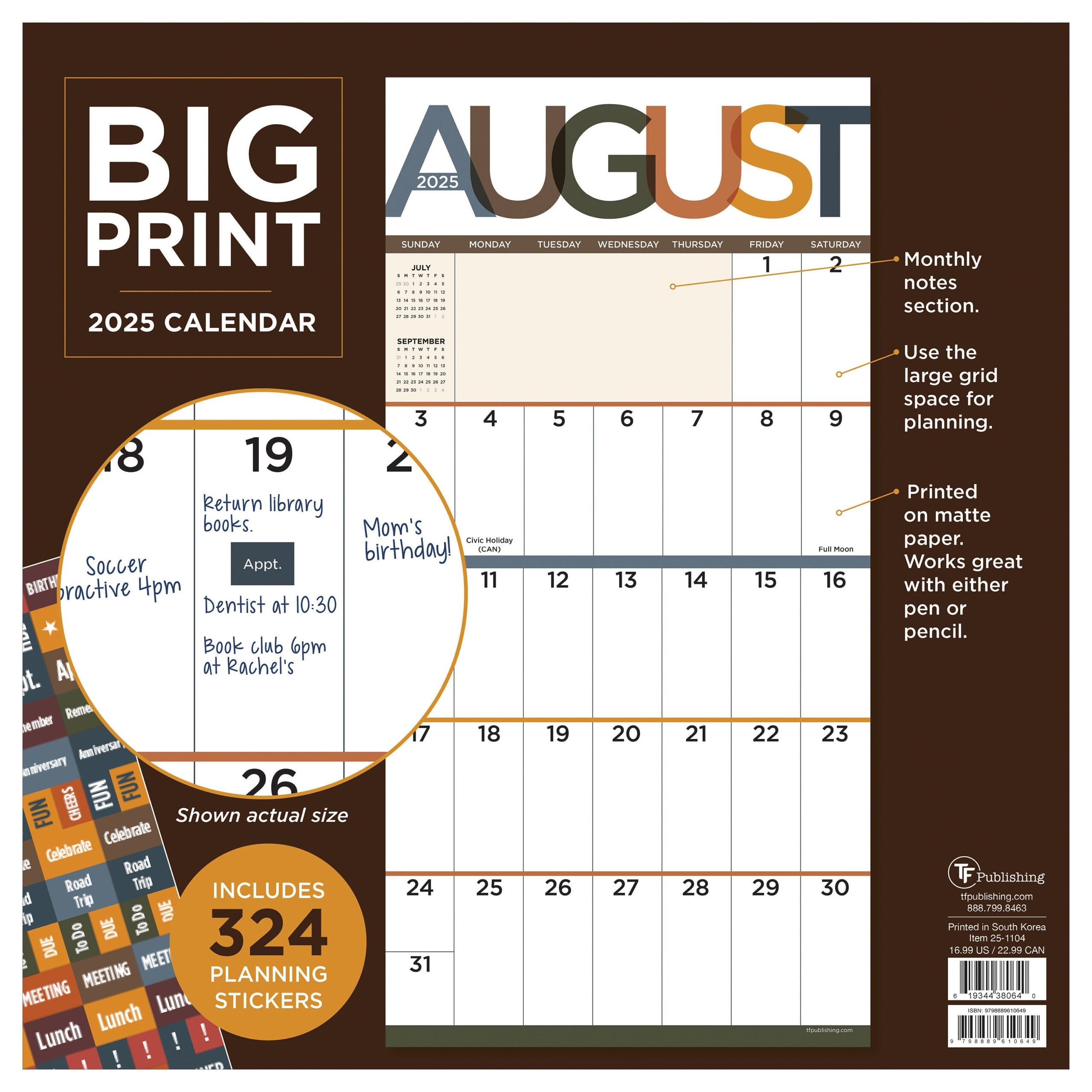 FINAL SALE 2025 Big Print Wall Calendar Etsy