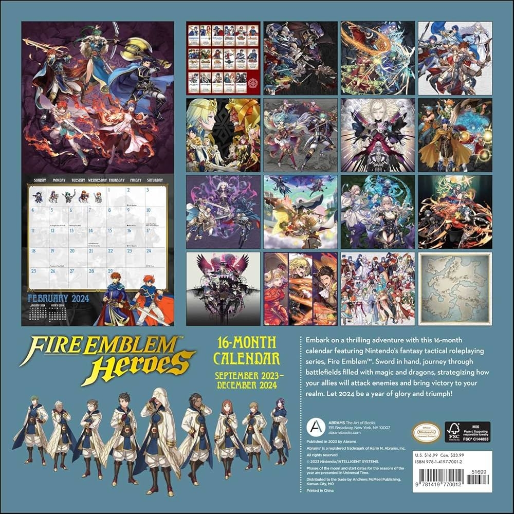Fire Emblem 16 month September 2023 December 2024 Wall Calendar Nintendo 9781419770012 Books Amazon ca