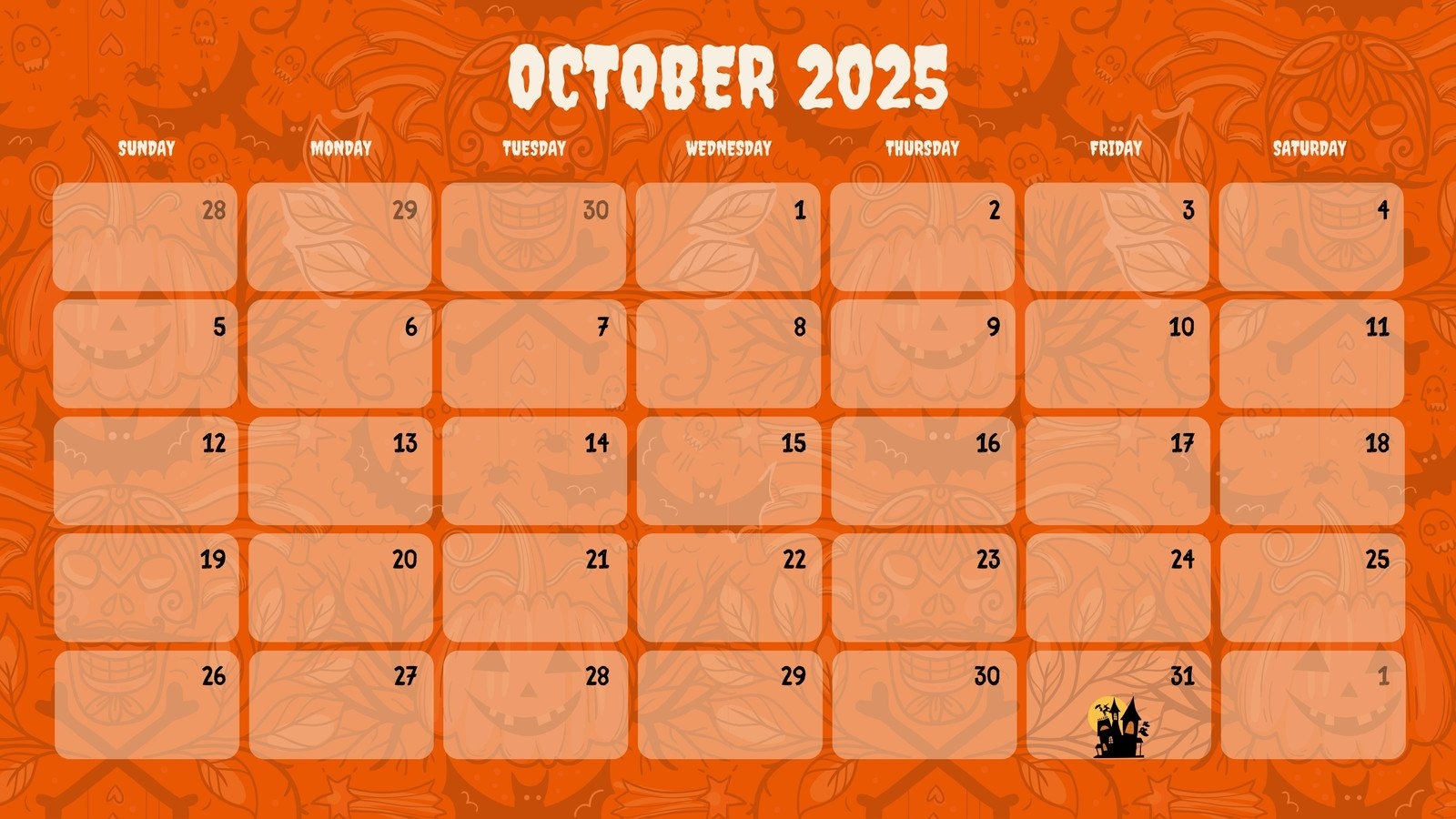October 2025 Calendar Canva