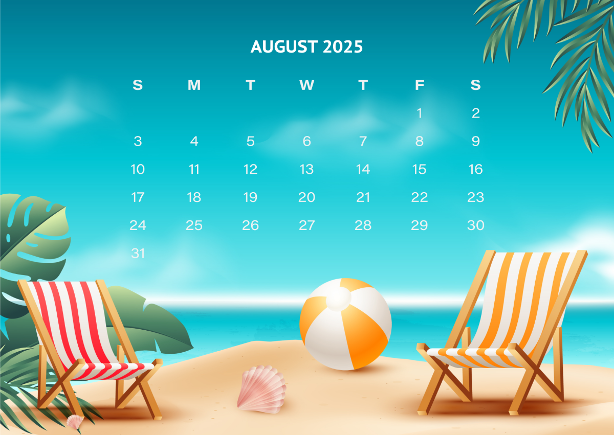 August 2025 Background Calendar