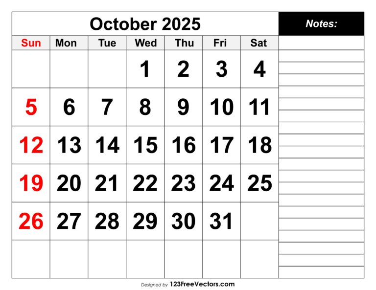 Free Download Calendar October 2025