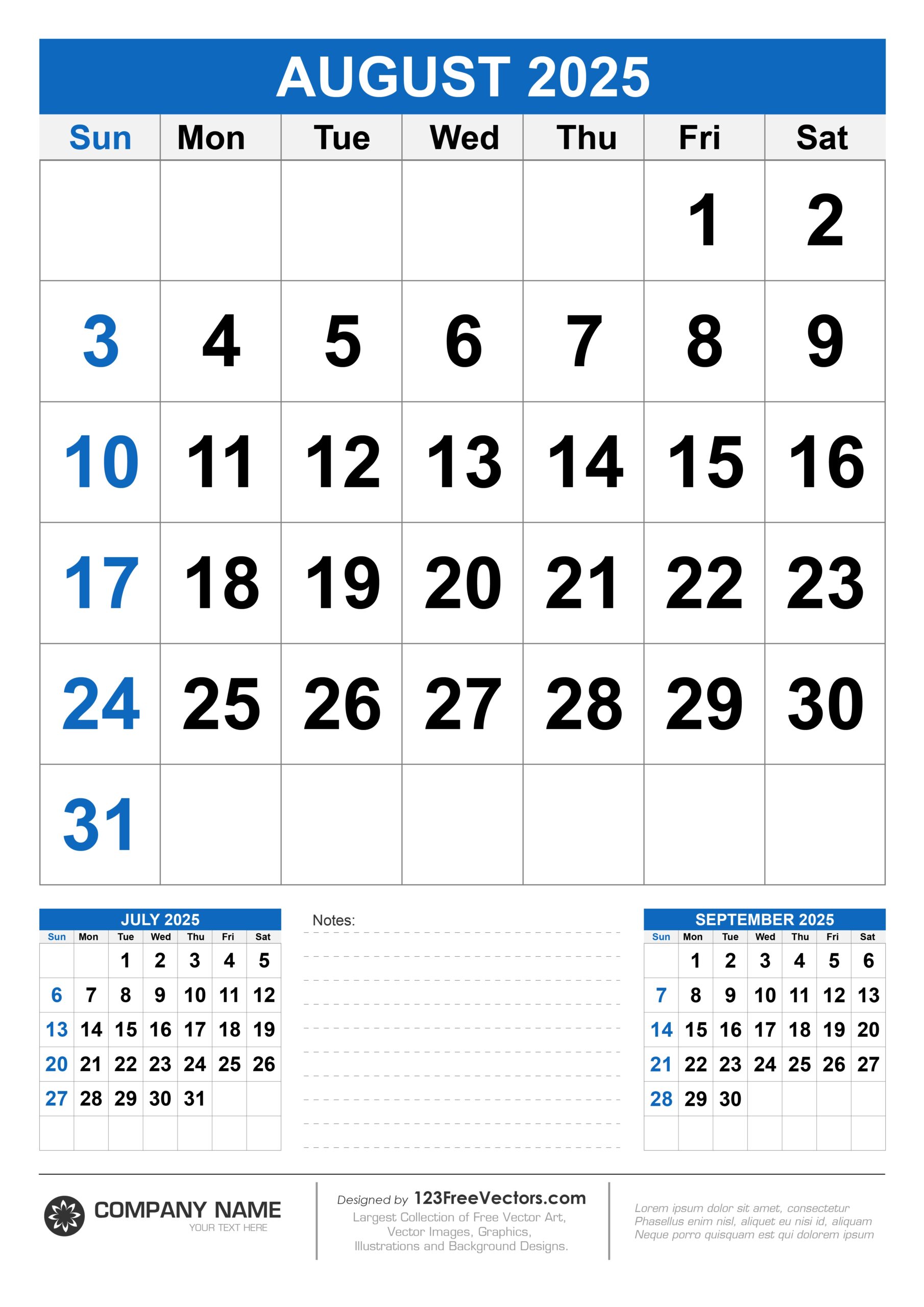 Calendar For Month Of August 2025
