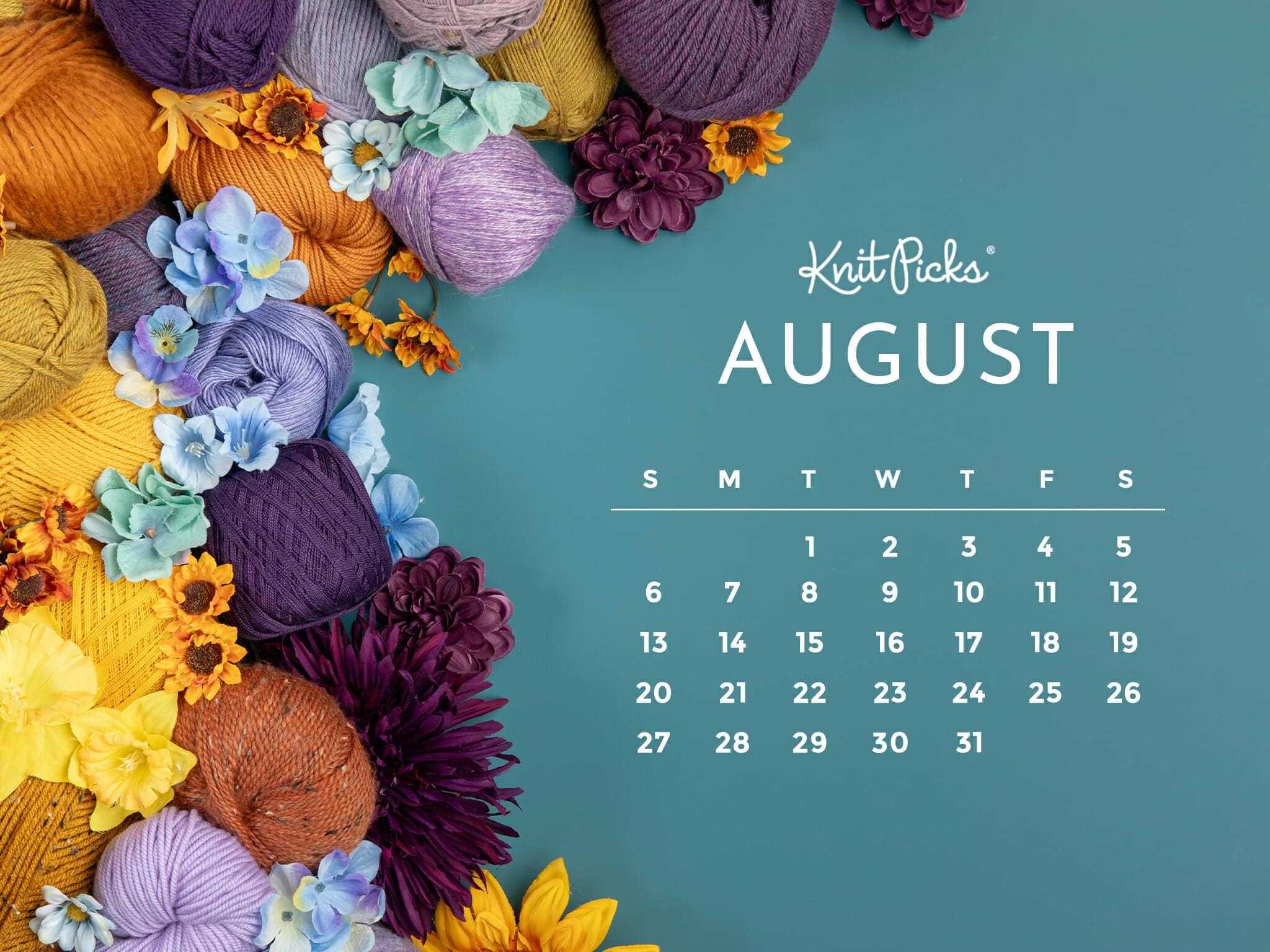 Free Downloadable August 2023 Calendar The Knit Picks Staff Knitting Blog