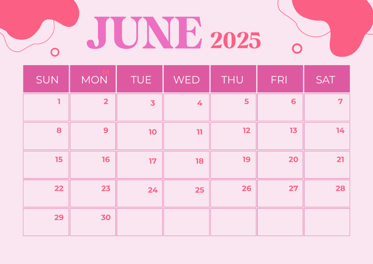 Free June 2025 Calendar Design Template To Edit Online
