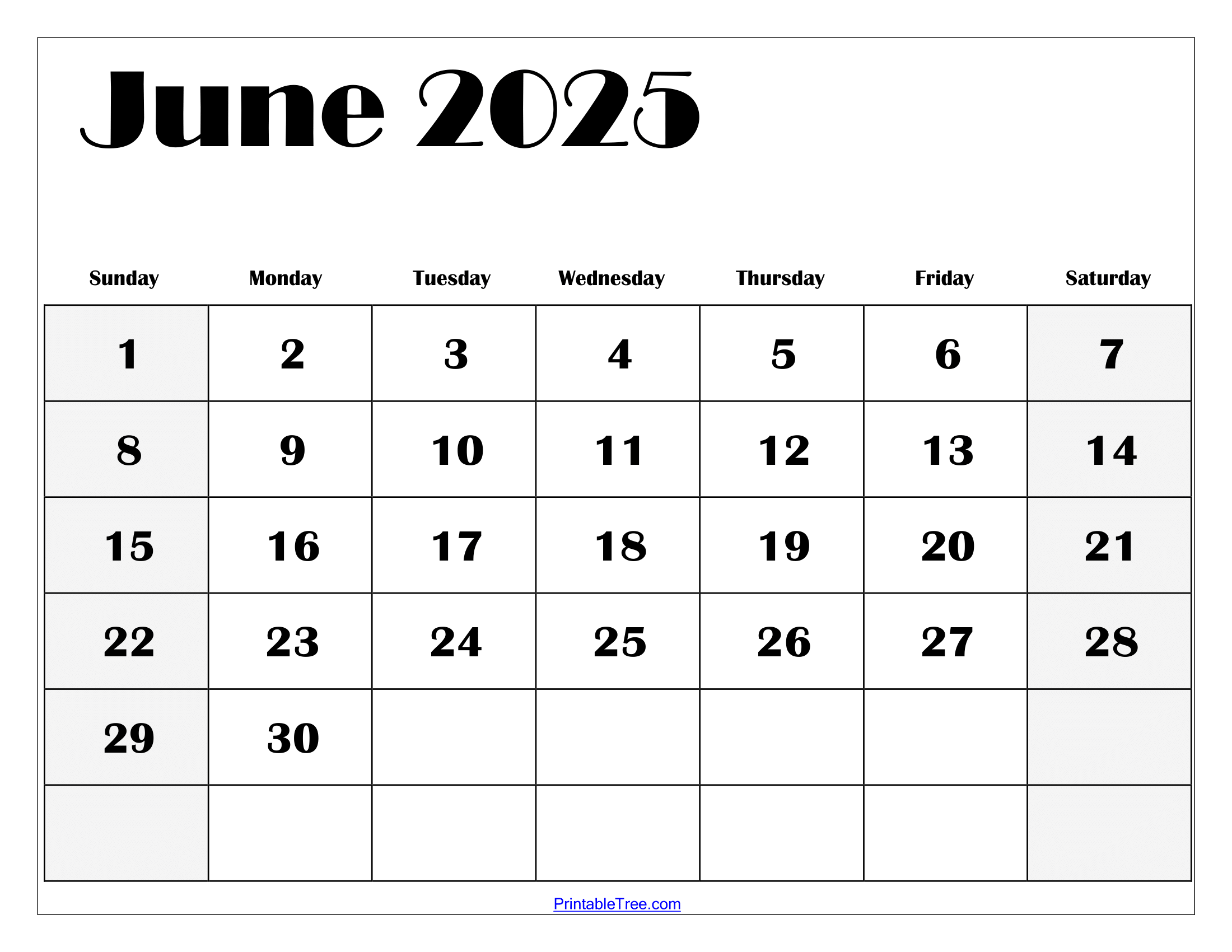 June 2025 Calendar Printabull