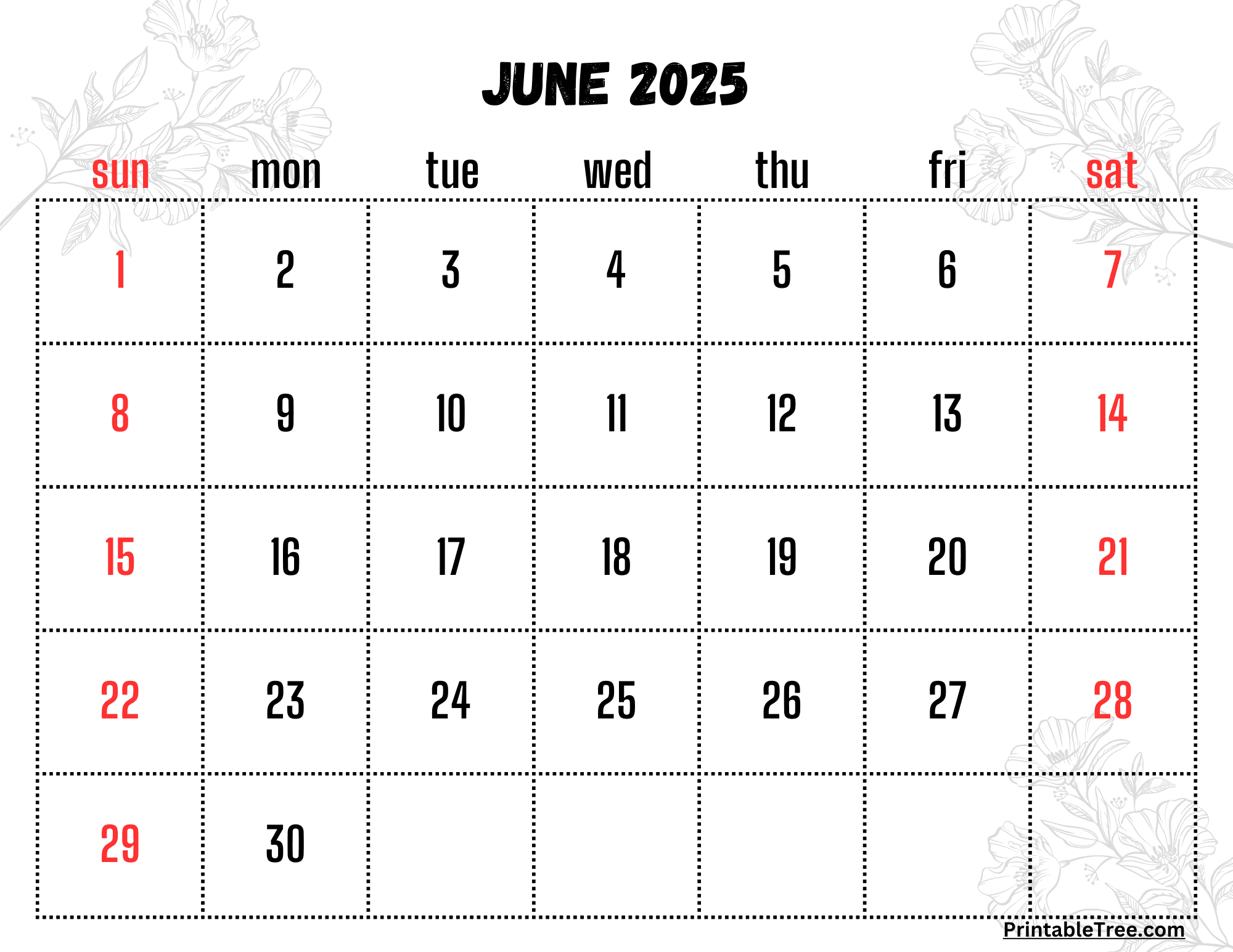 Free Editable June 2025 Calendar