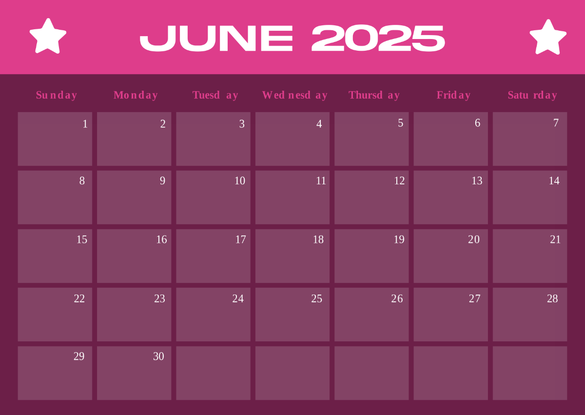 June 2025 Calendar Online