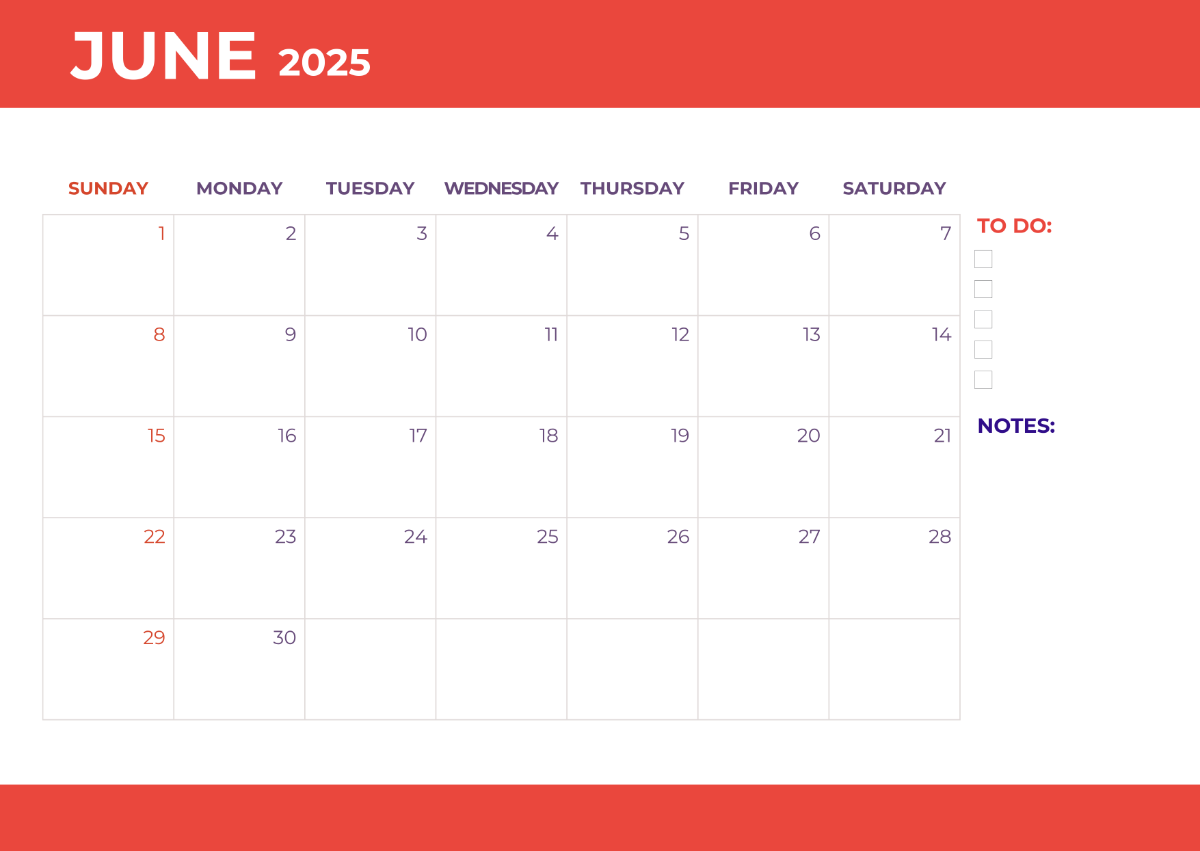Free June 2025 Calendar Templates To Edit Online