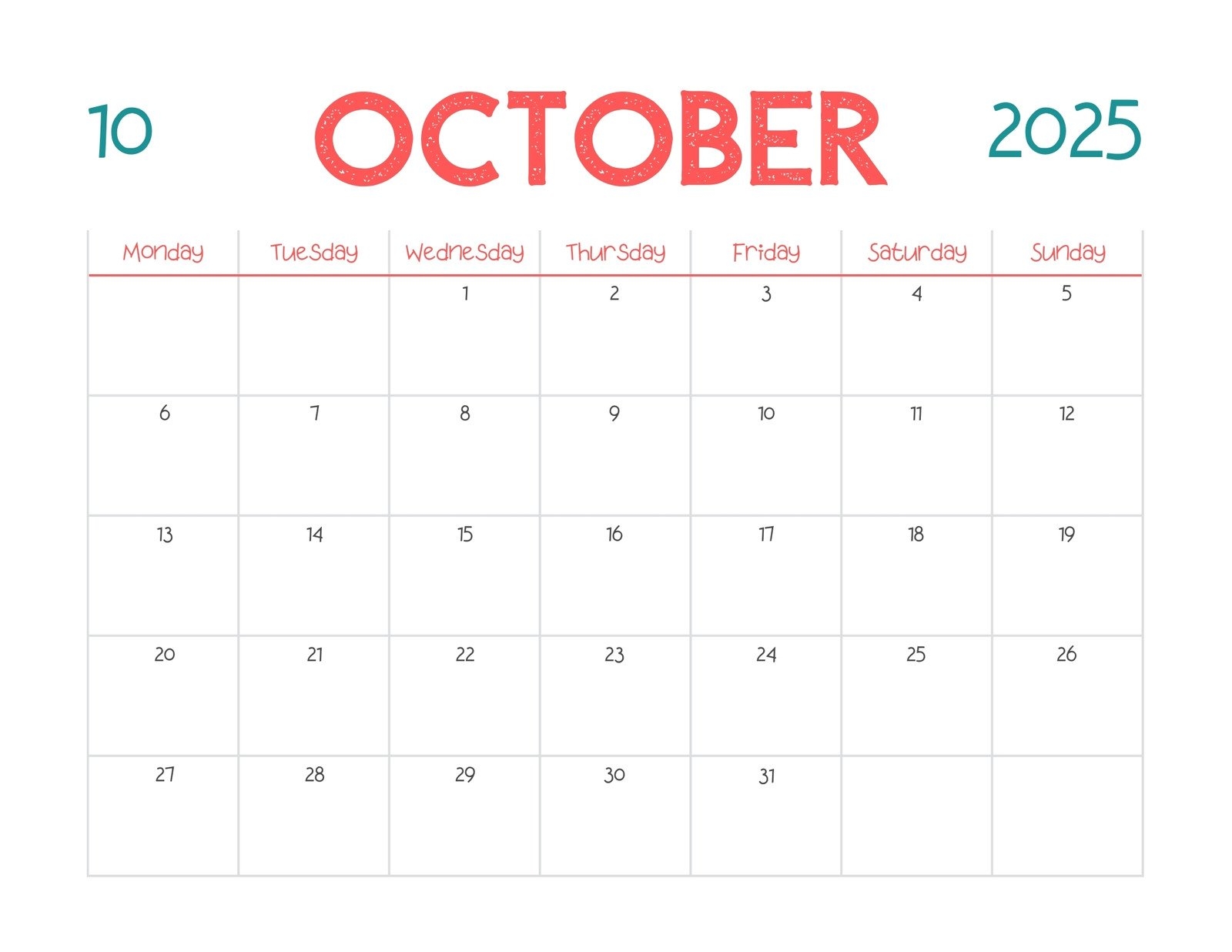 Canvas October 2025 Calendar
