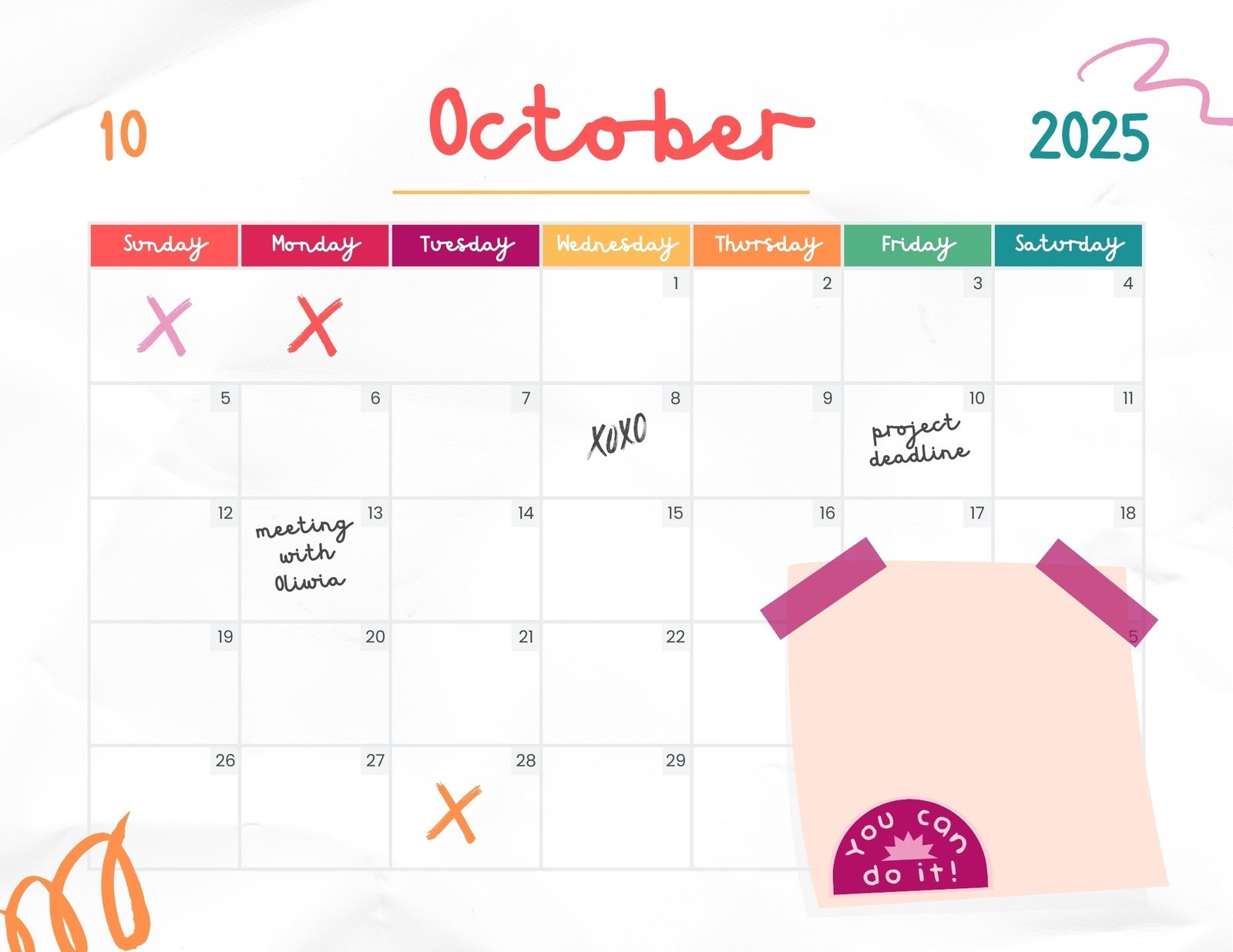 Canva October 2025 Calendar