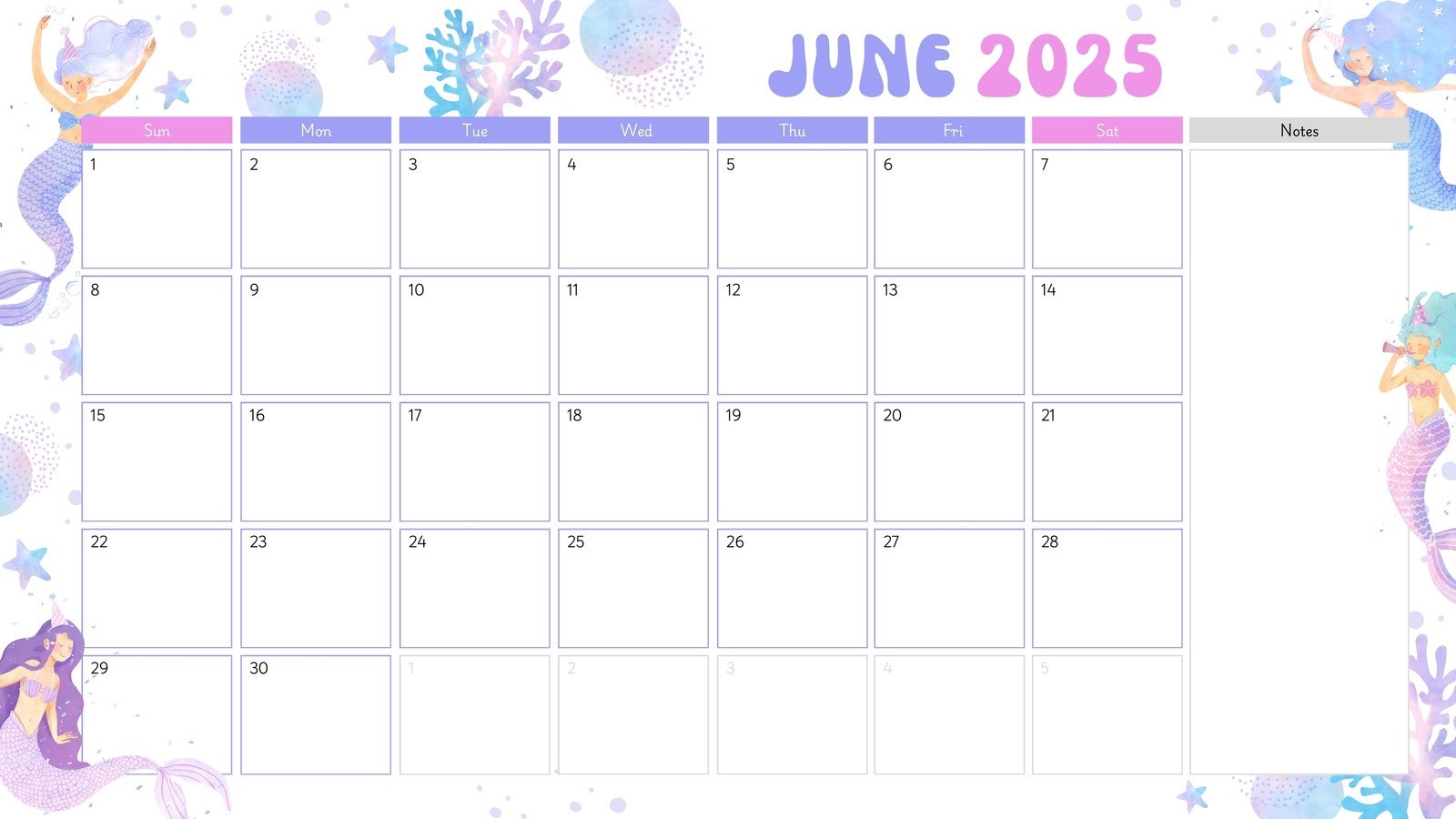 June 2025 Calendar Download