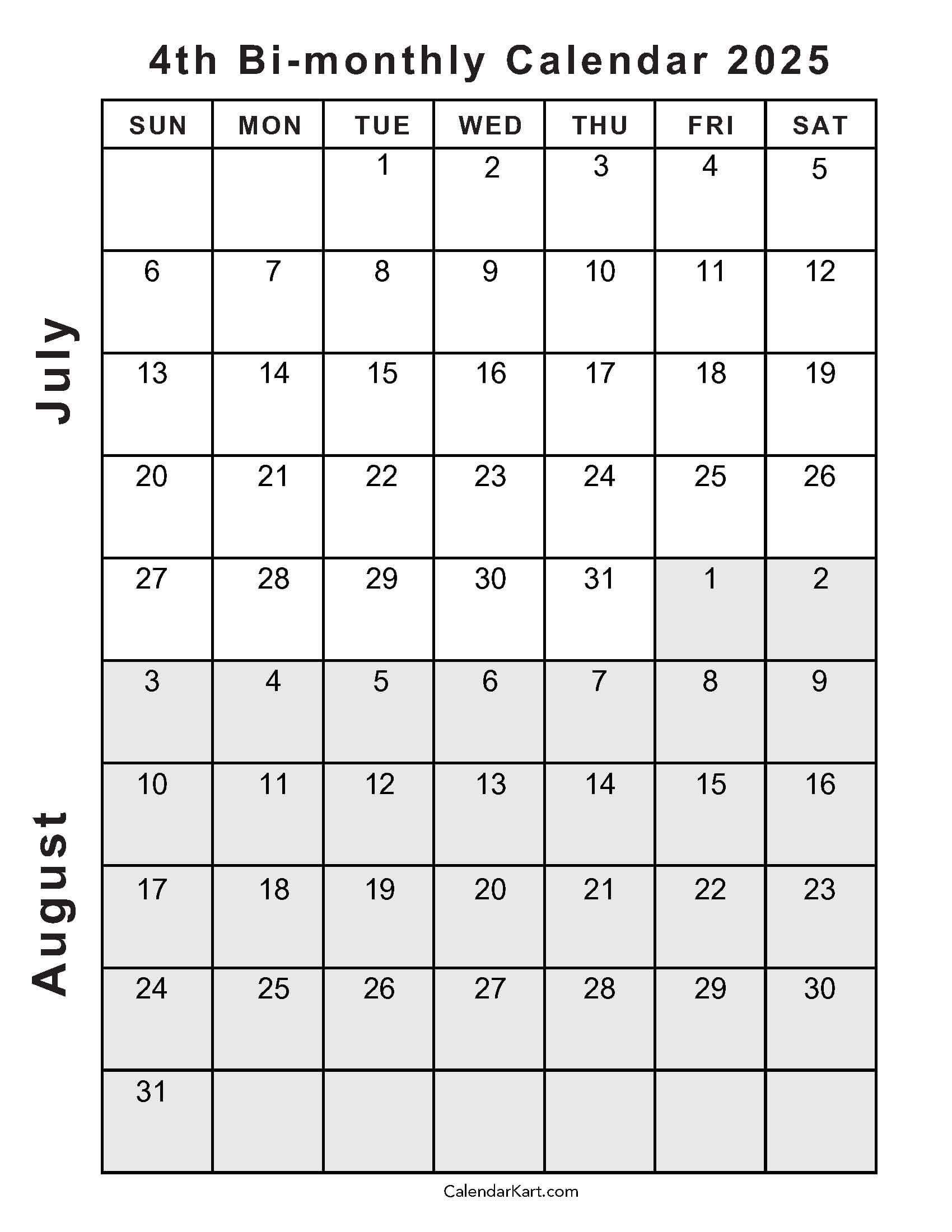 2 Month Calendar July August 2025 With Notes
