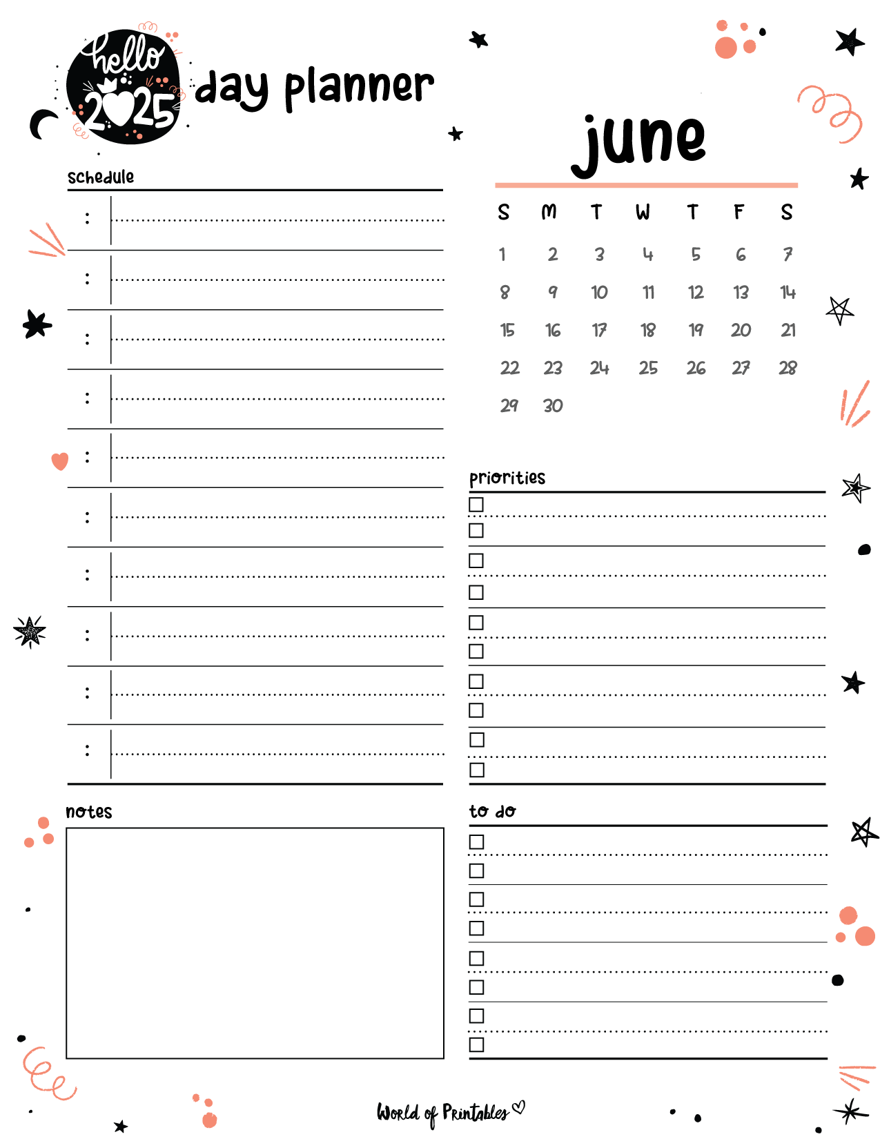 June 2025 Daily Calendar