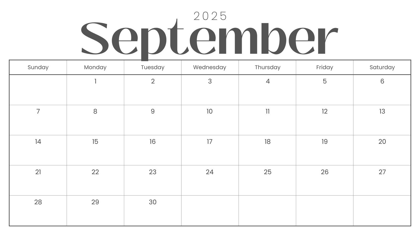 Free Printable September 2025 Calendar Templates Canva