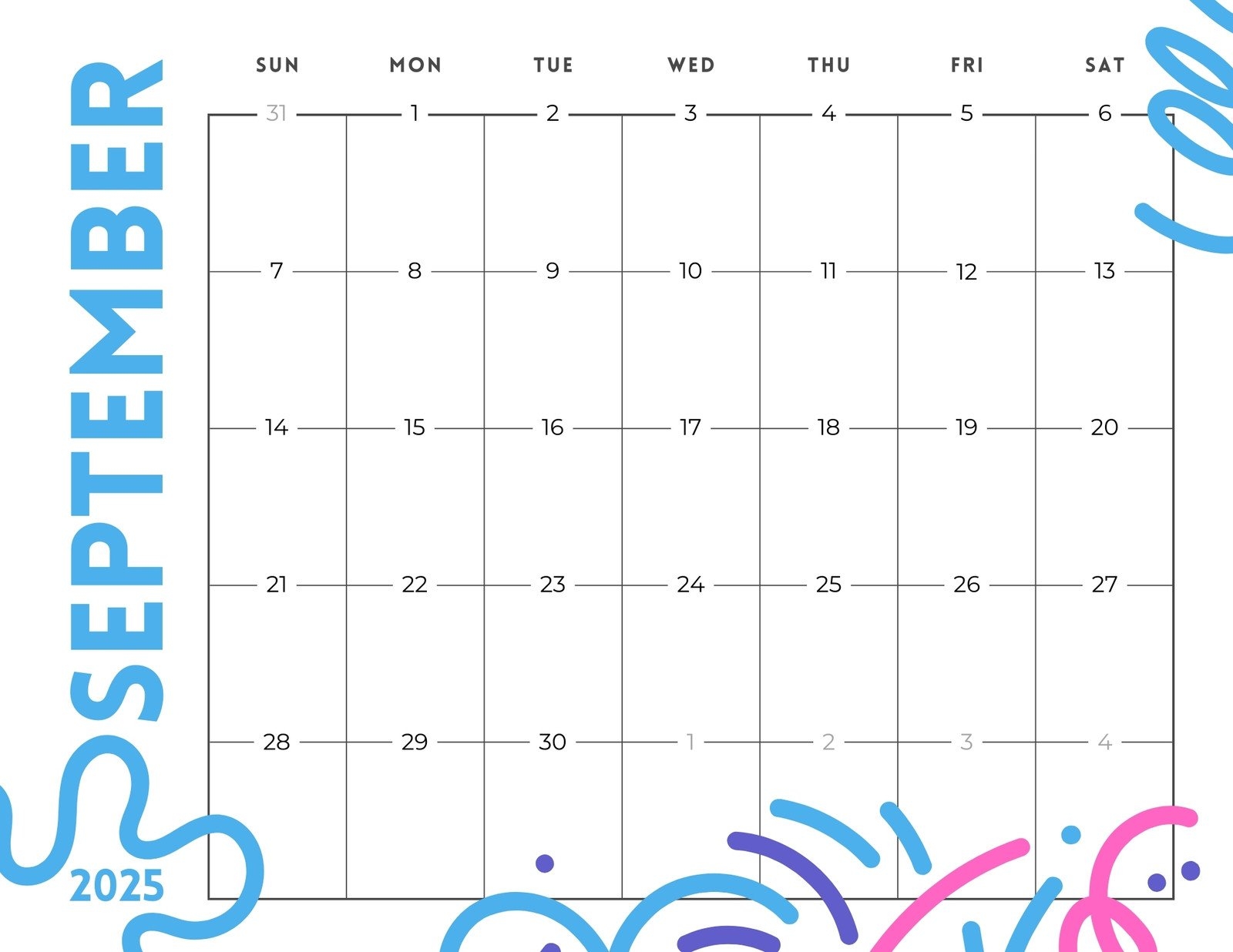 Free Print Calendar September 2025