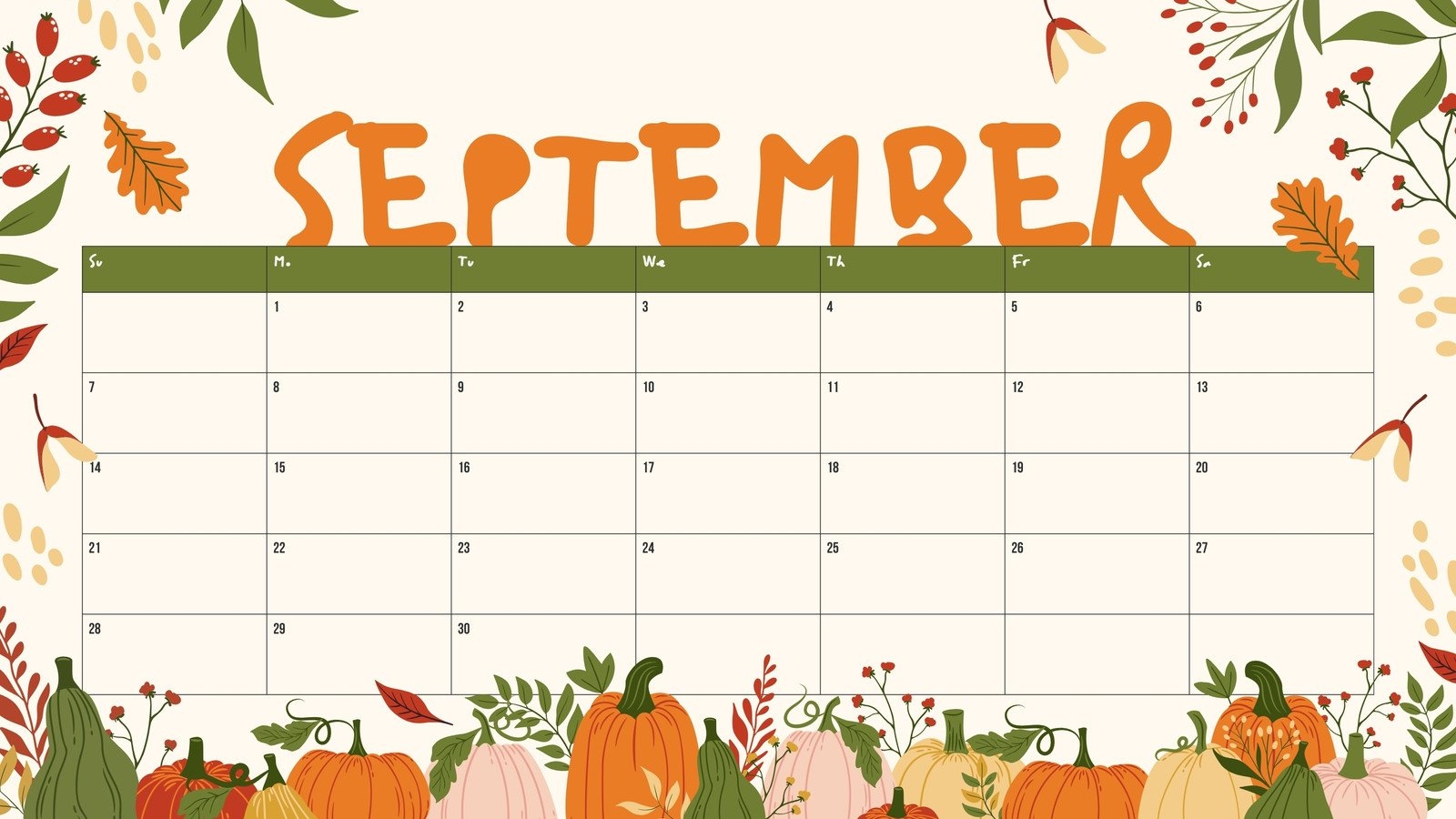 September 2025 Fall Calendar