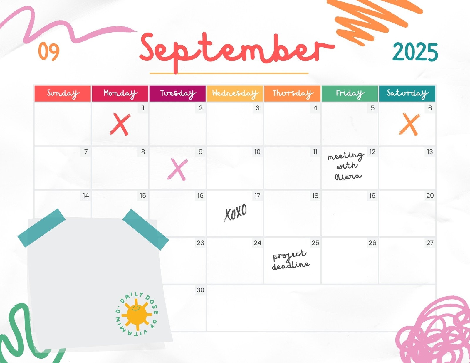 September 2025 Calendar Canva