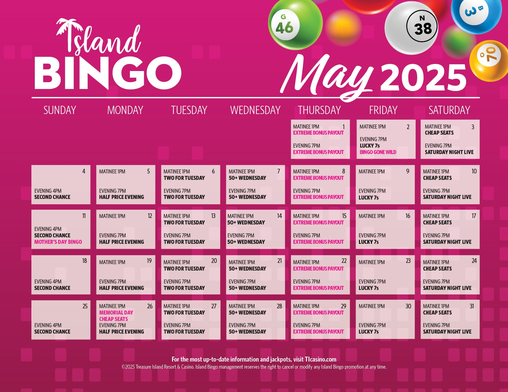Island Bingo Treasure Island Resort U0026 Casino