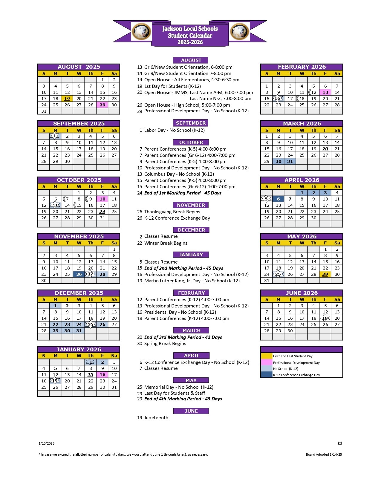 Jackson Local Schools Calendar 25 26 Revised PDF EduCounty