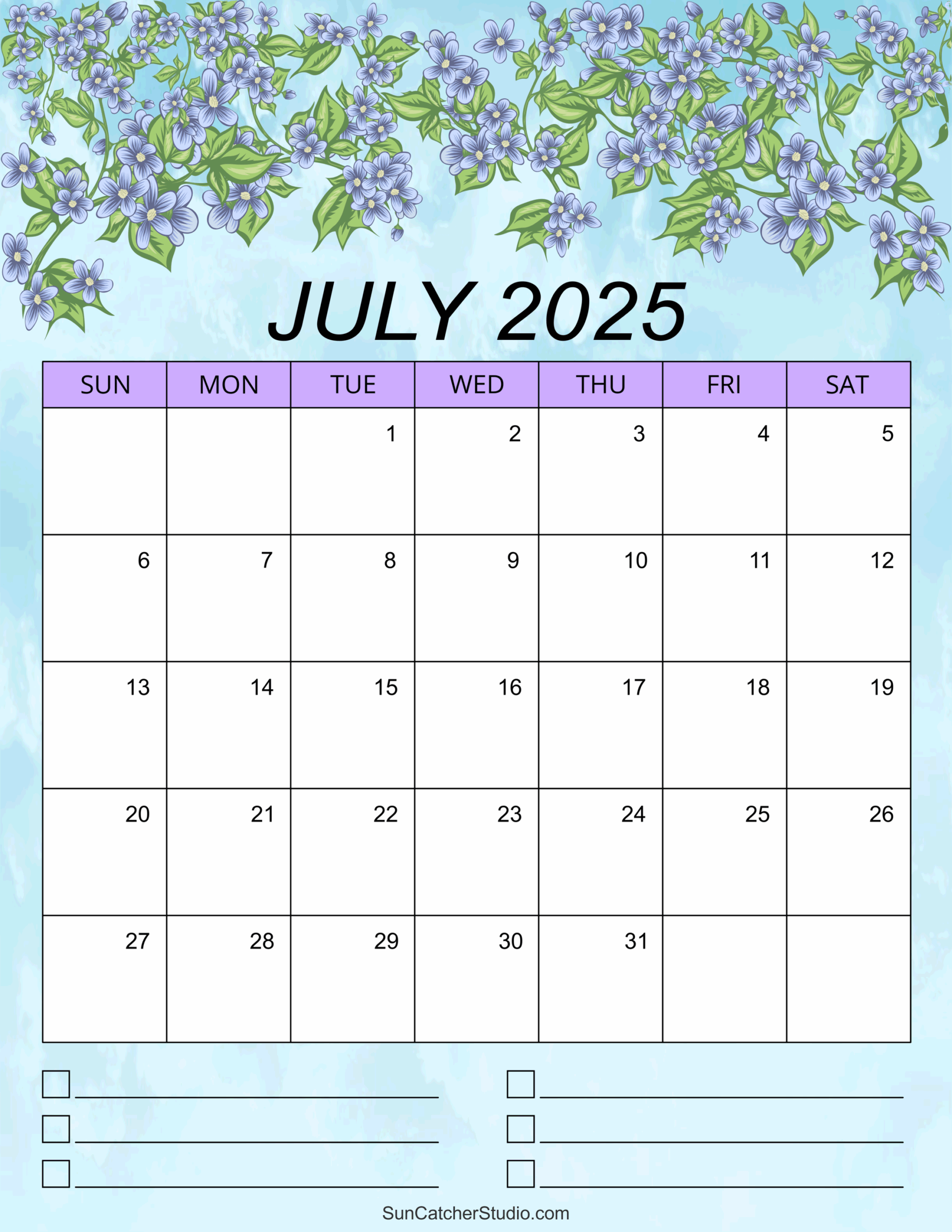 Free Printable July 2025 Calendar Word Editable