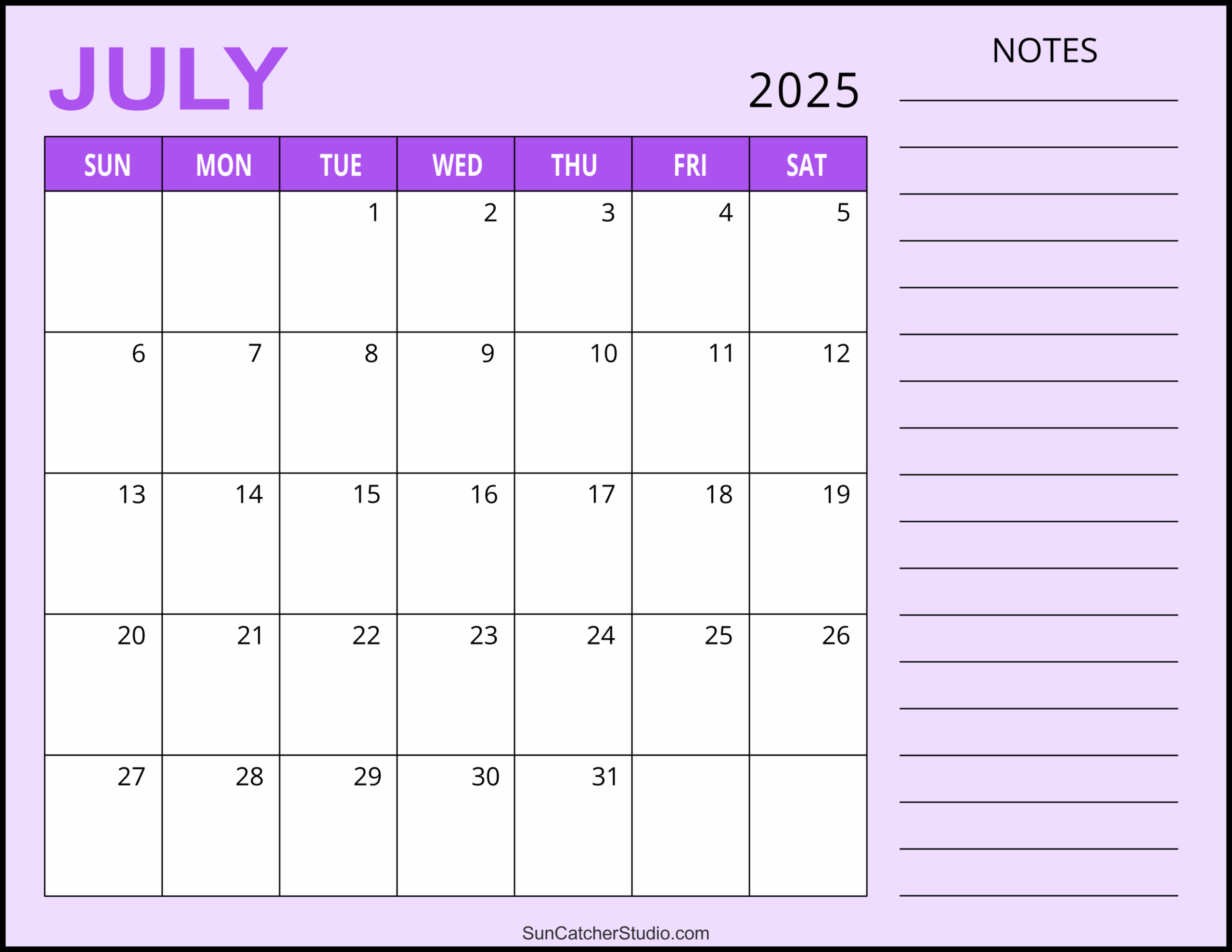 Free Printable Calendar July 2023 June 2025
