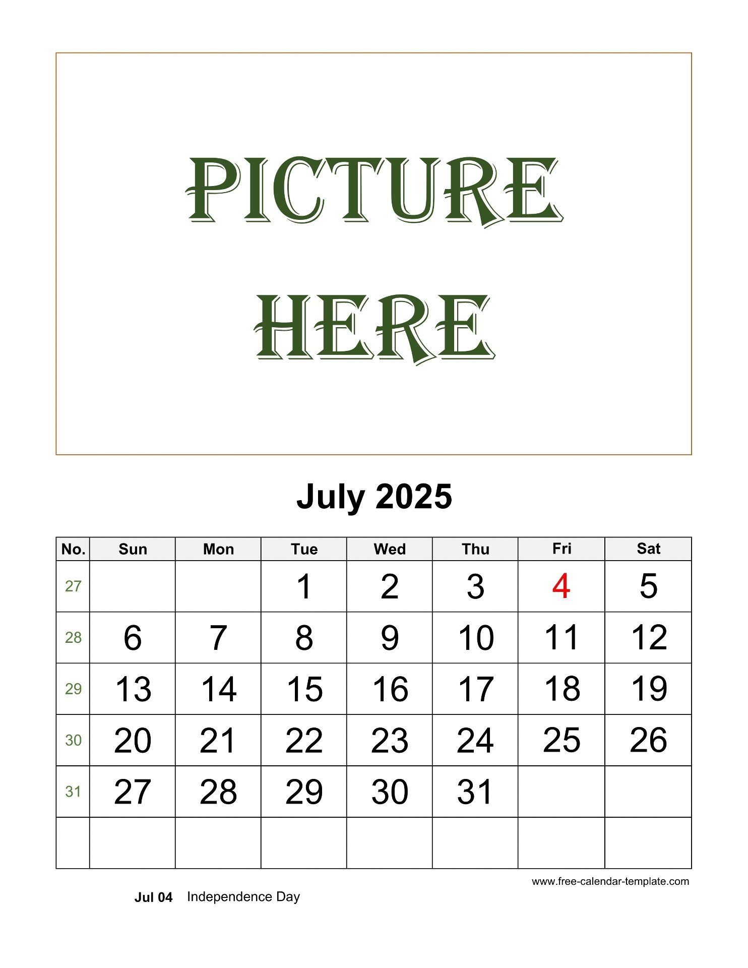 Calendar Of Events For July 2025